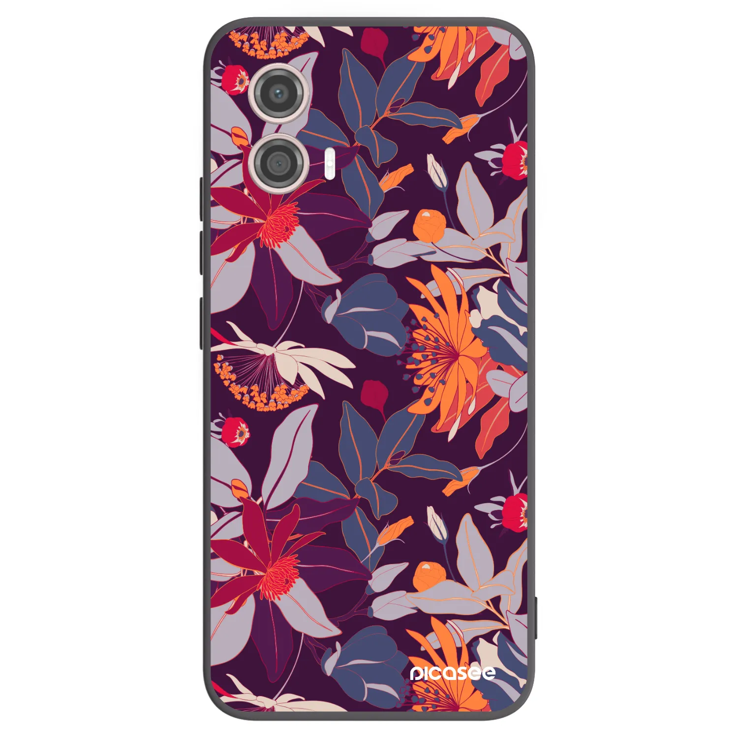 Picasee Motorola Moto G53 5G Hülle - Schwarzes Silikon - Purple Leaf