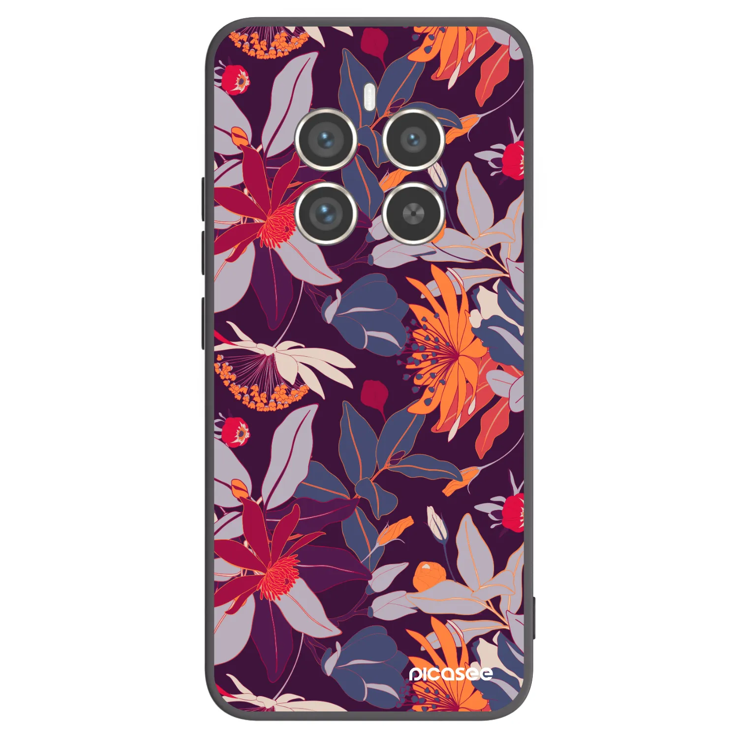 Picasee Realme 12 Pro 5G Hülle - Schwarzes Silikon - Purple Leaf