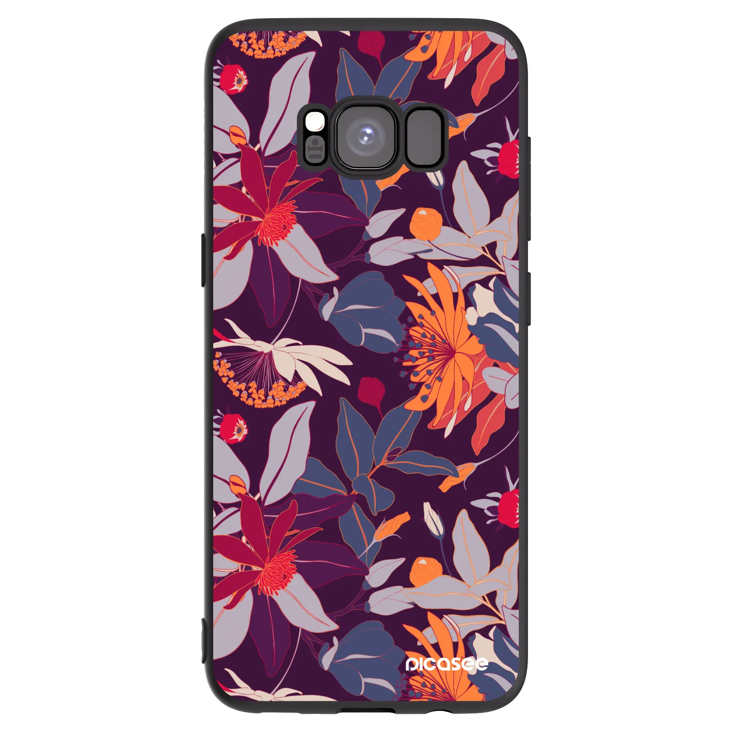Picasee Samsung Galaxy S8 G950F Hülle - Schwarzes Silikon - Purple Leaf
