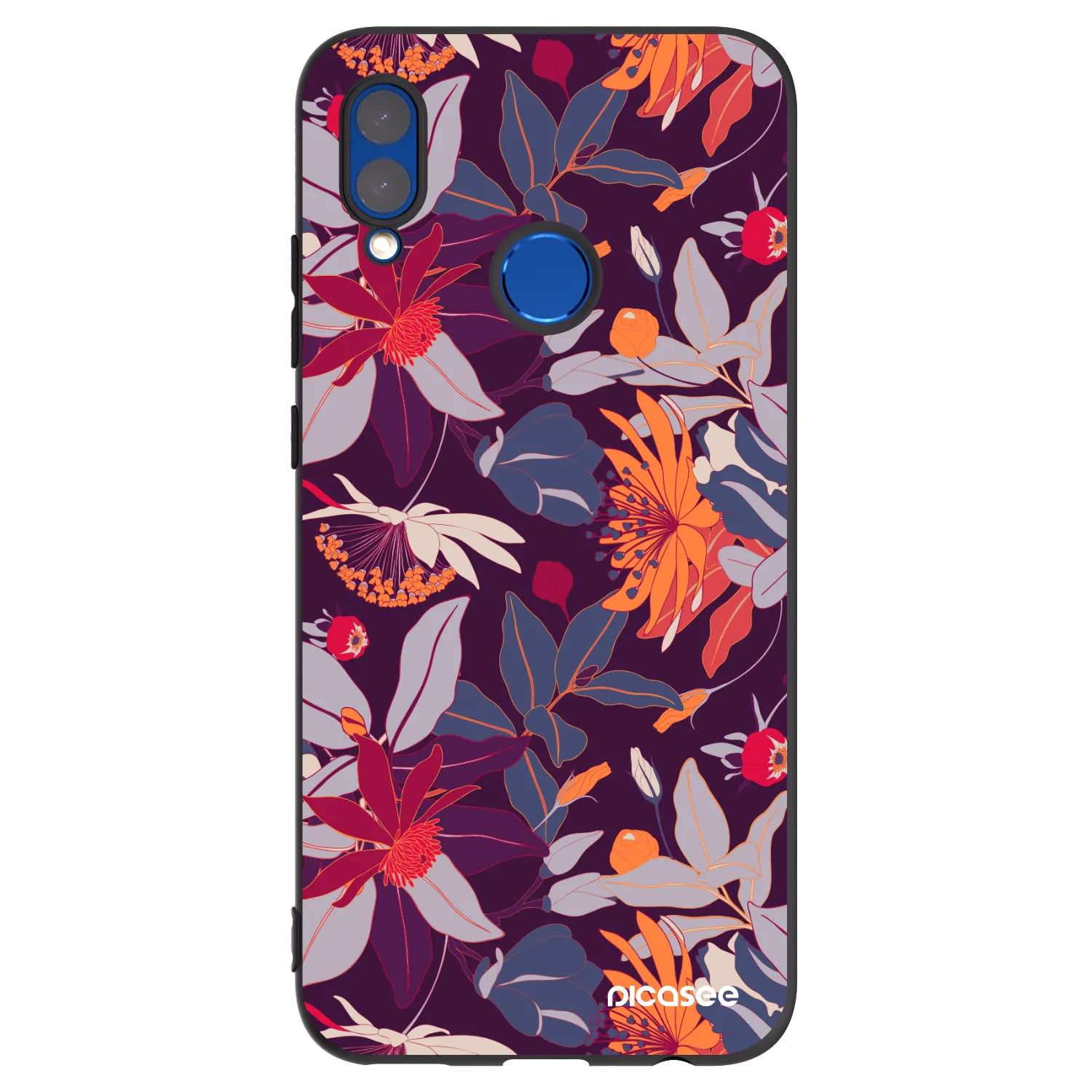 Picasee Honor 10 Lite Hülle - Schwarzes Silikon - Purple Leaf