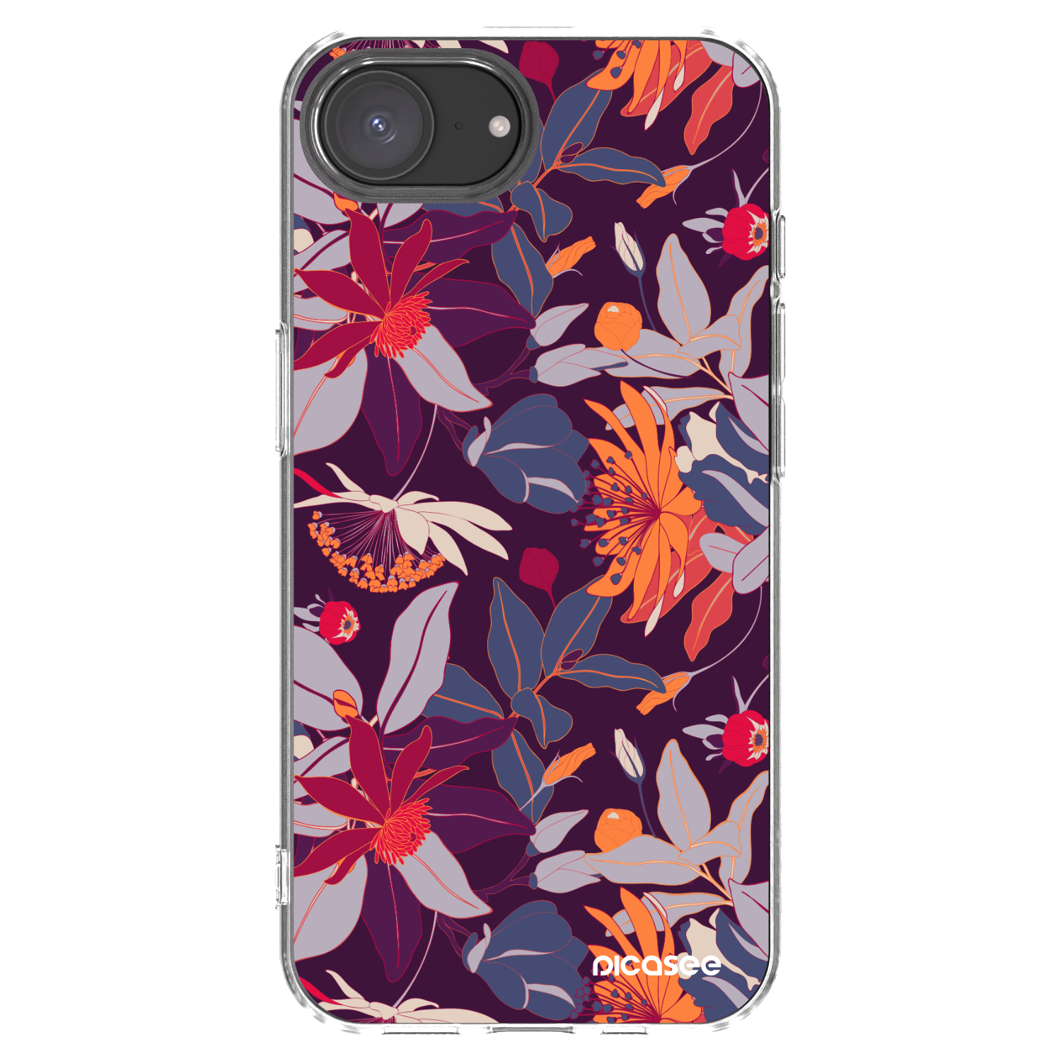 Picasee Apple iPhone 16e Hülle - Transparentes Silikon - Purple Leaf