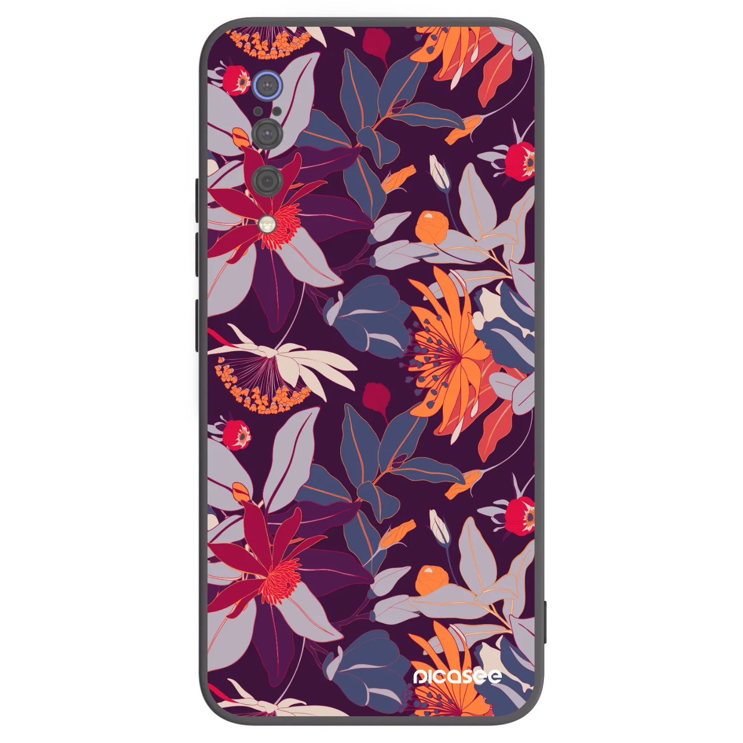 Picasee Xiaomi Mi 9 Hülle - Schwarzes Silikon - Purple Leaf