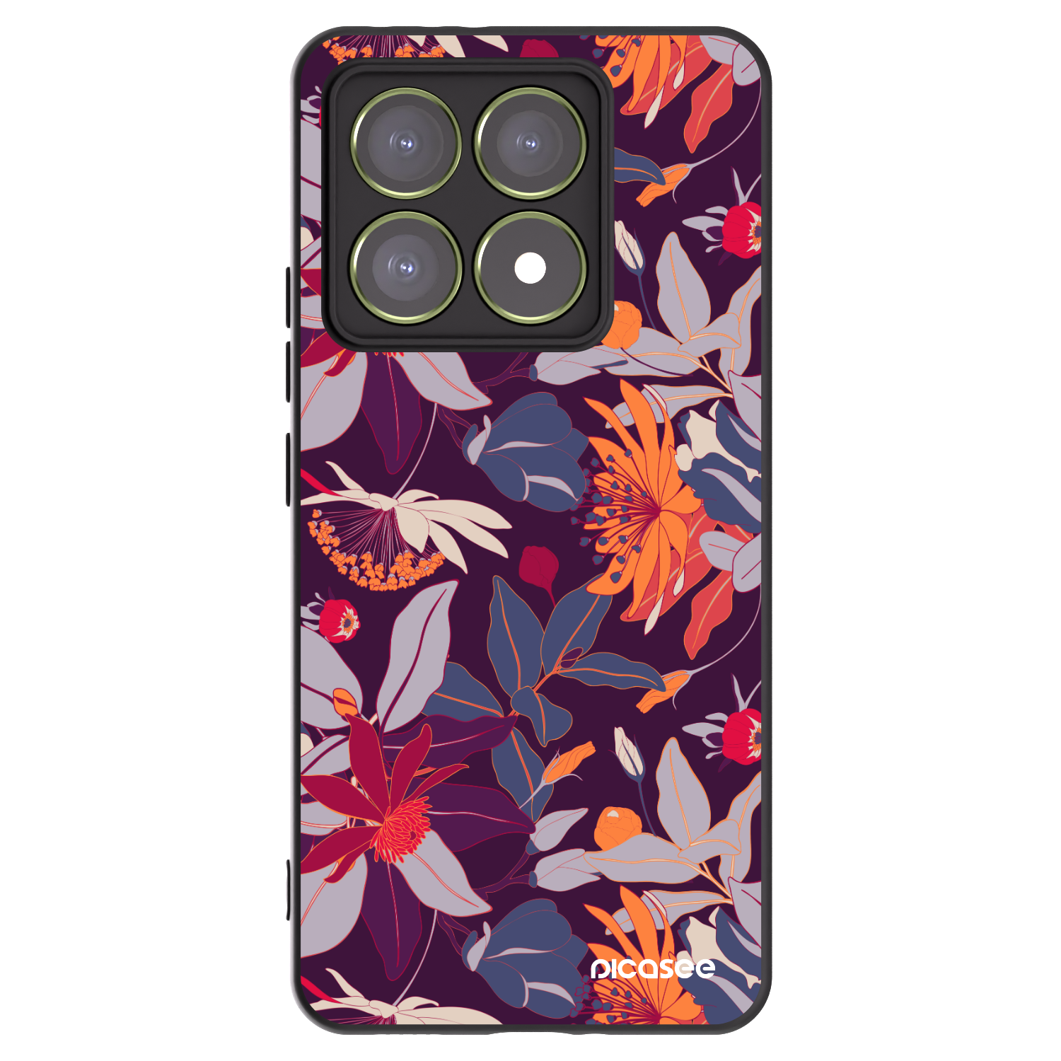 Picasee Xiaomi 14T Hülle - Schwarzes Silikon - Purple Leaf