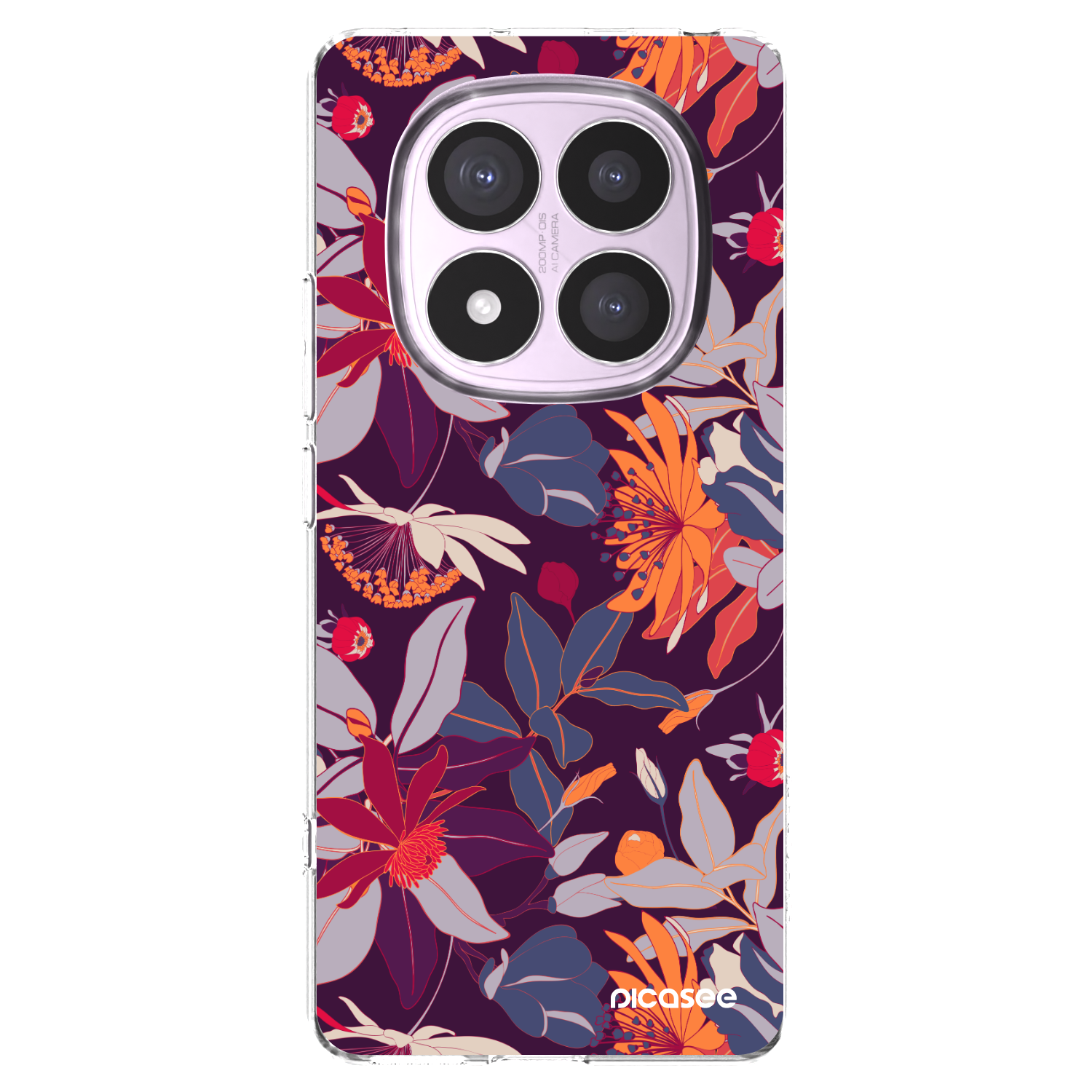 Picasee Xiaomi Redmi Note 14 Pro 5G Hülle - Transparentes Silikon - Purple Leaf