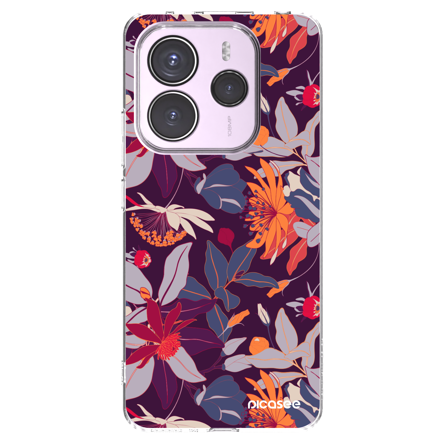Picasee Xiaomi Redmi Note 14 5G Hülle - Transparentes Silikon - Purple Leaf