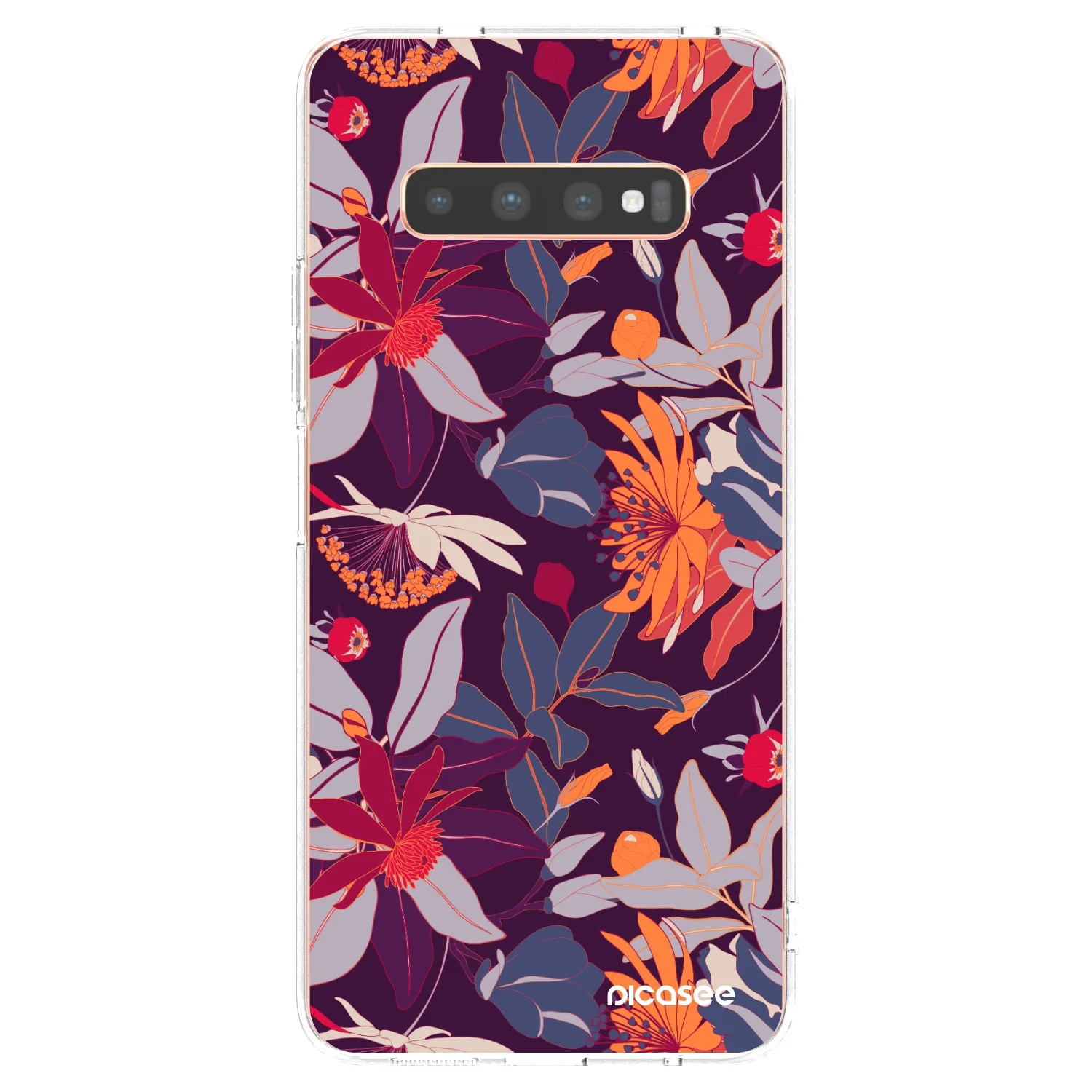 Picasee Samsung Galaxy S10 Plus G975 Hülle - Transparentes Silikon - Purple Leaf