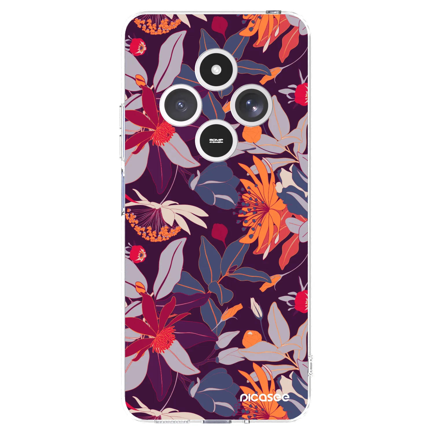 Picasee Xiaomi Redmi 14C Hülle - Transparentes Silikon - Purple Leaf
