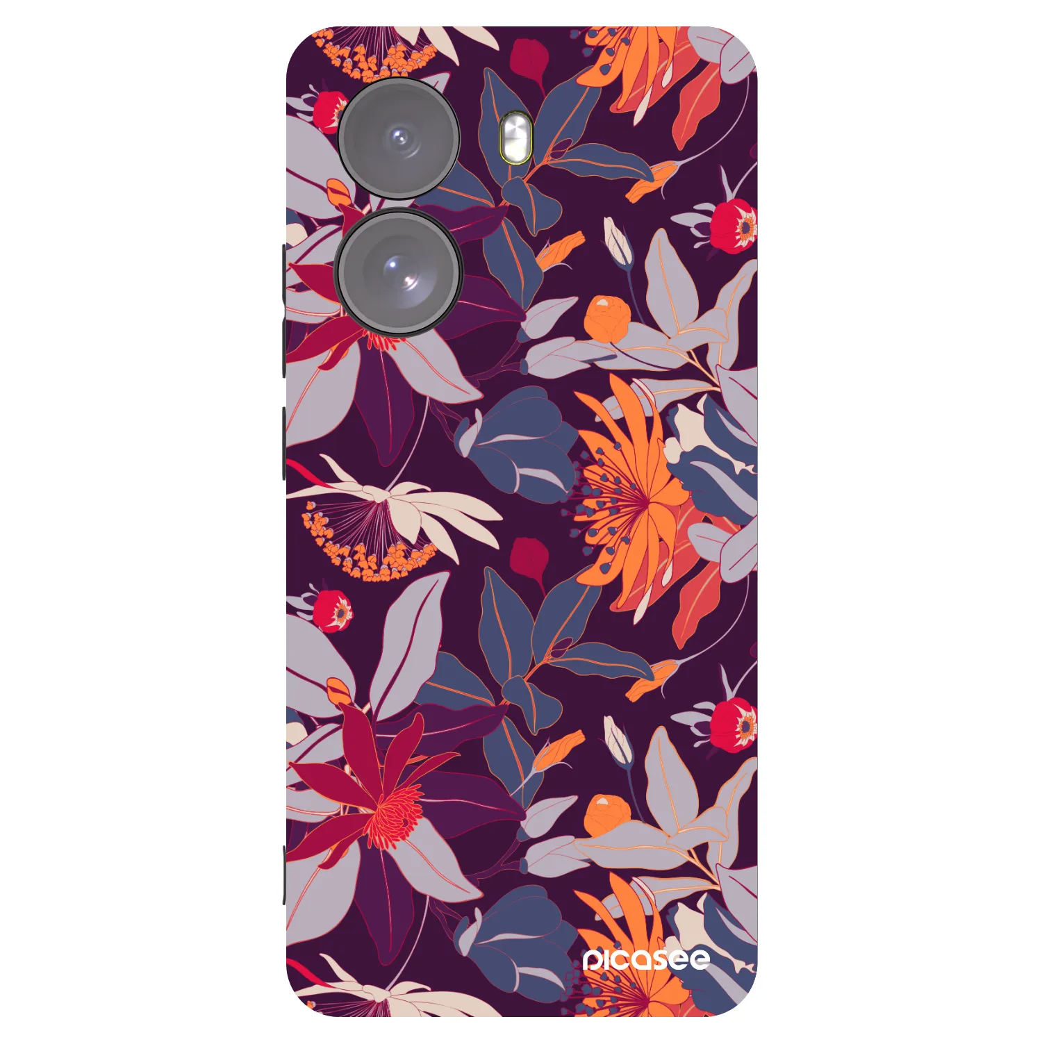 Picasee Xiaomi Poco X7 Hülle - Schwarzes Silikon - Purple Leaf