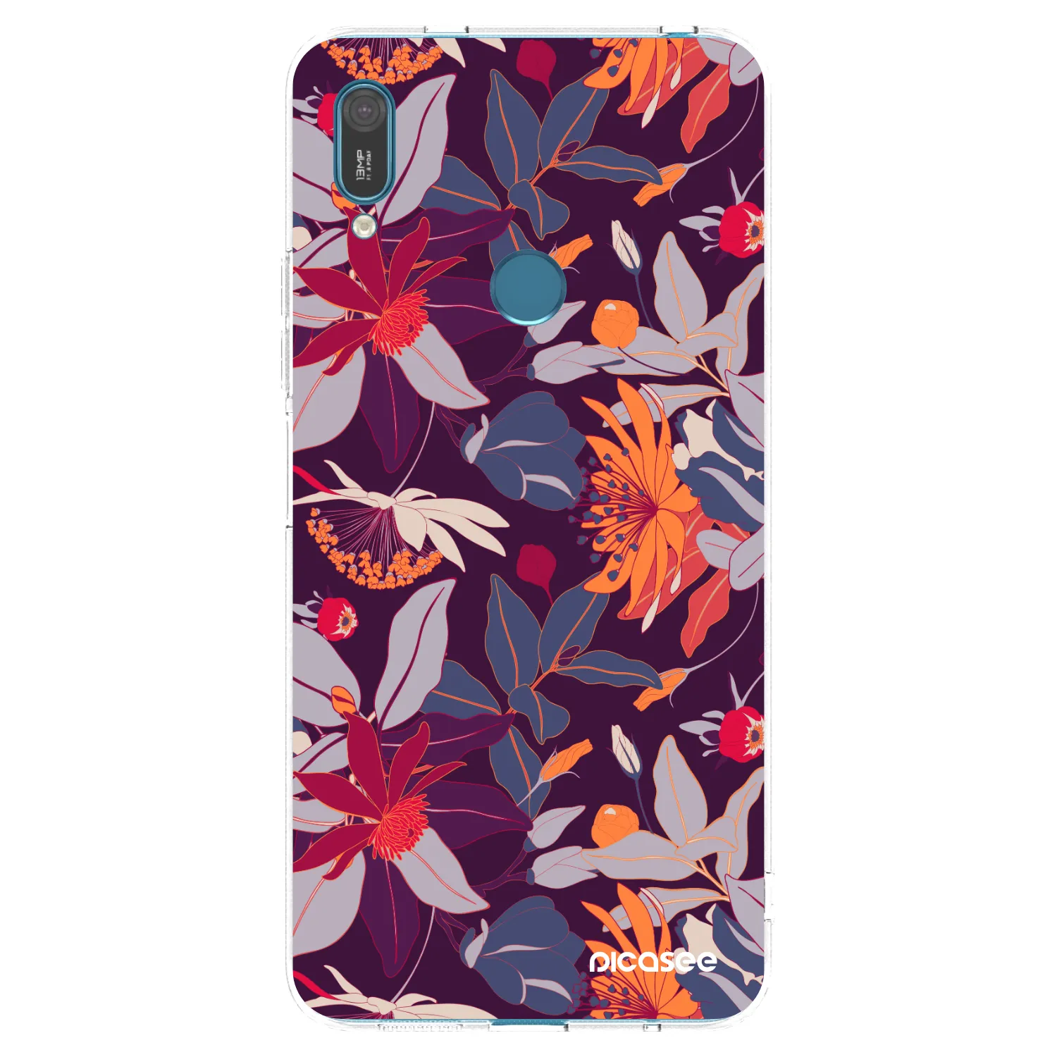 Picasee Huawei Y7 2019 Hülle - Transparentes Silikon - Purple Leaf