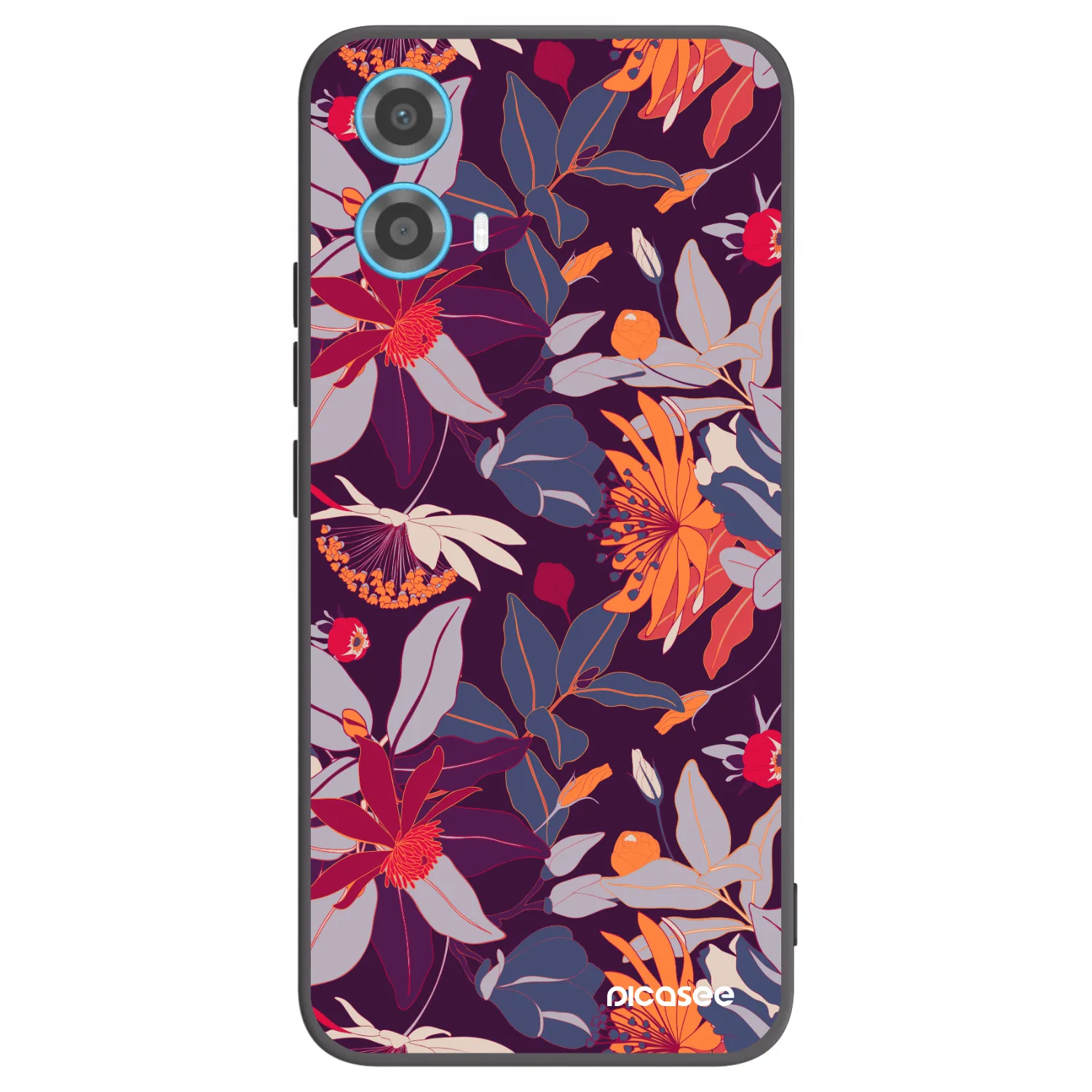 Picasee Motorola Moto G34 5G Hülle - Schwarzes Silikon - Purple Leaf