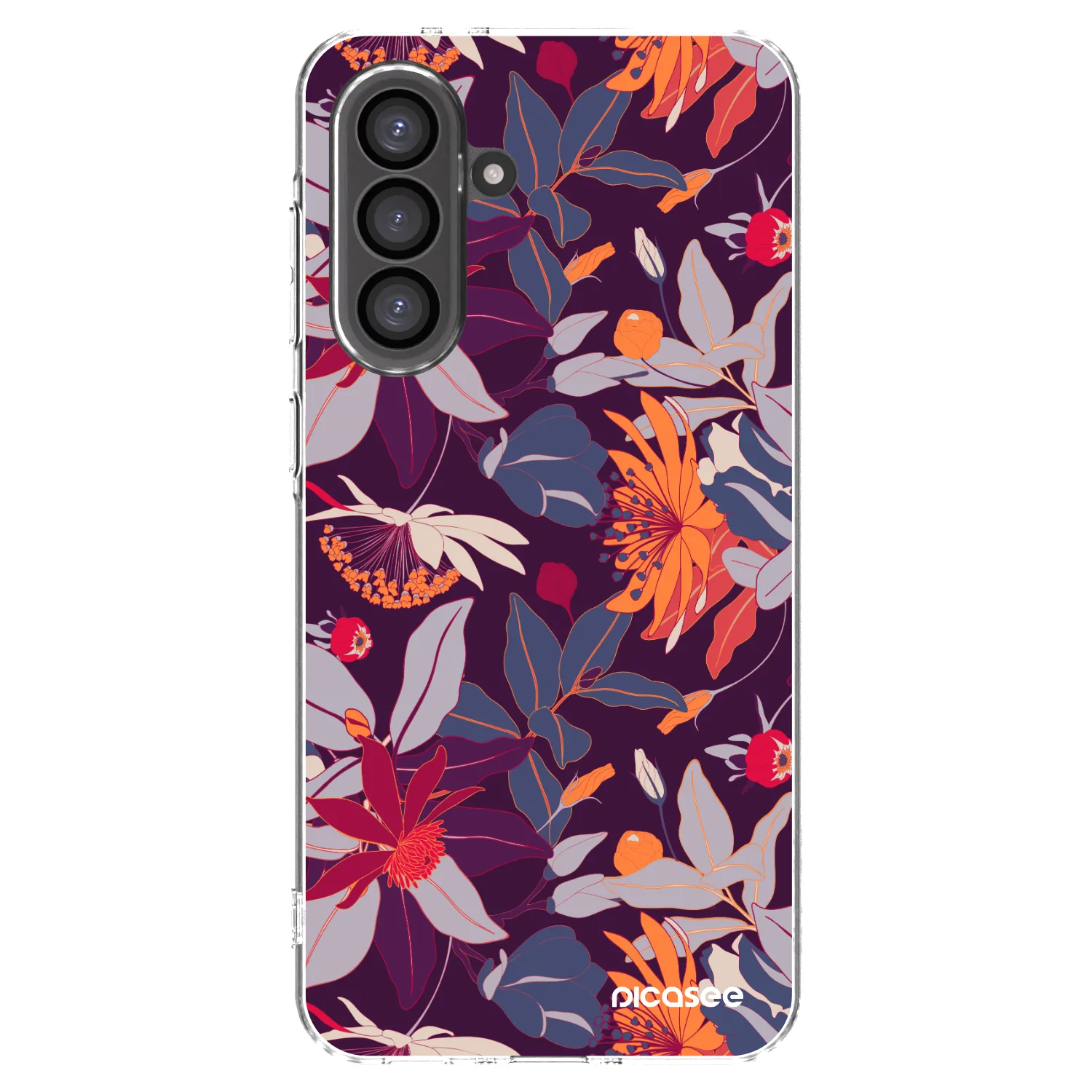 Picasee Samsung Galaxy A56 5G A566B Hülle - Transparentes Silikon - Purple Leaf