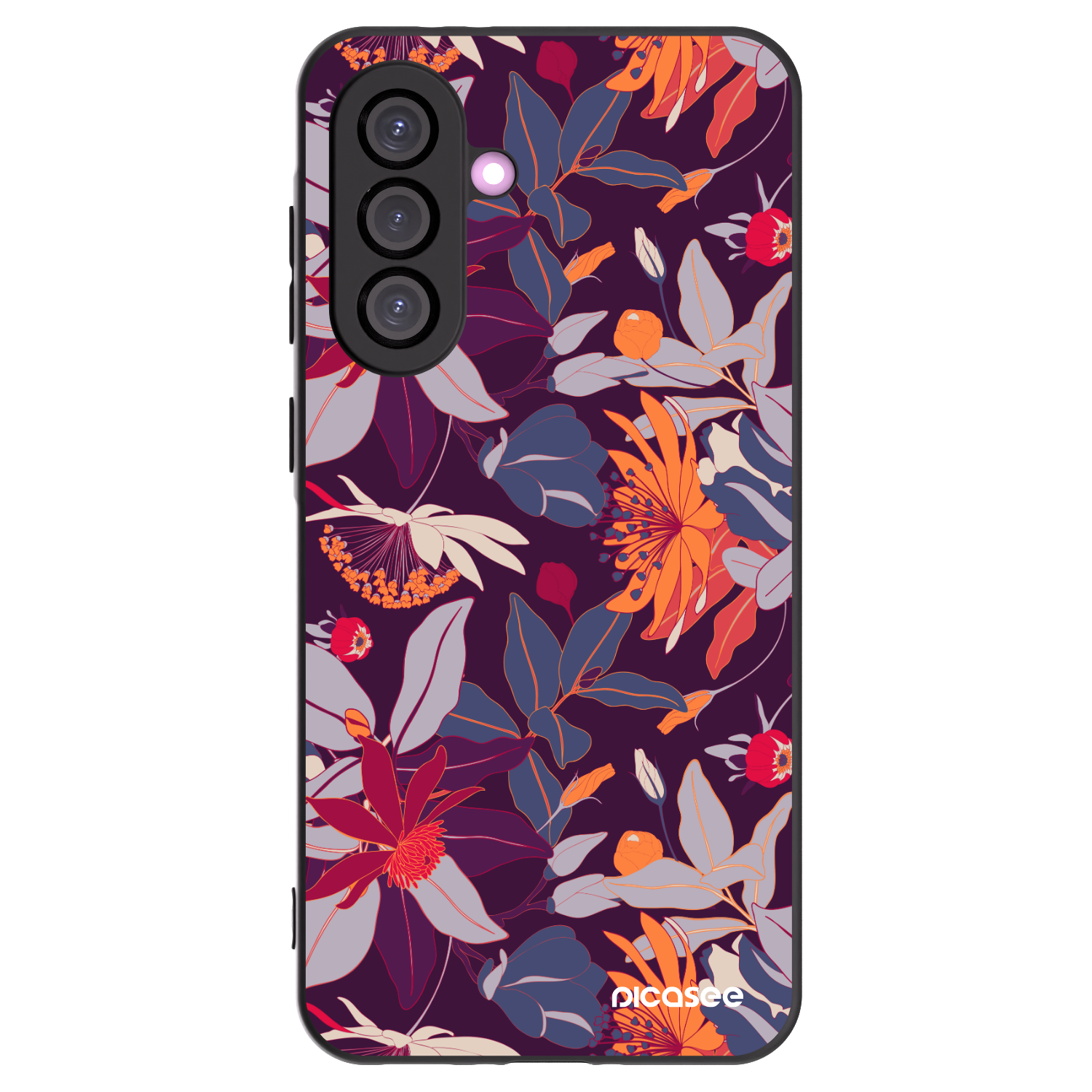 Picasee Samsung Galaxy A36 5G Hülle - Schwarzes Silikon - Purple Leaf
