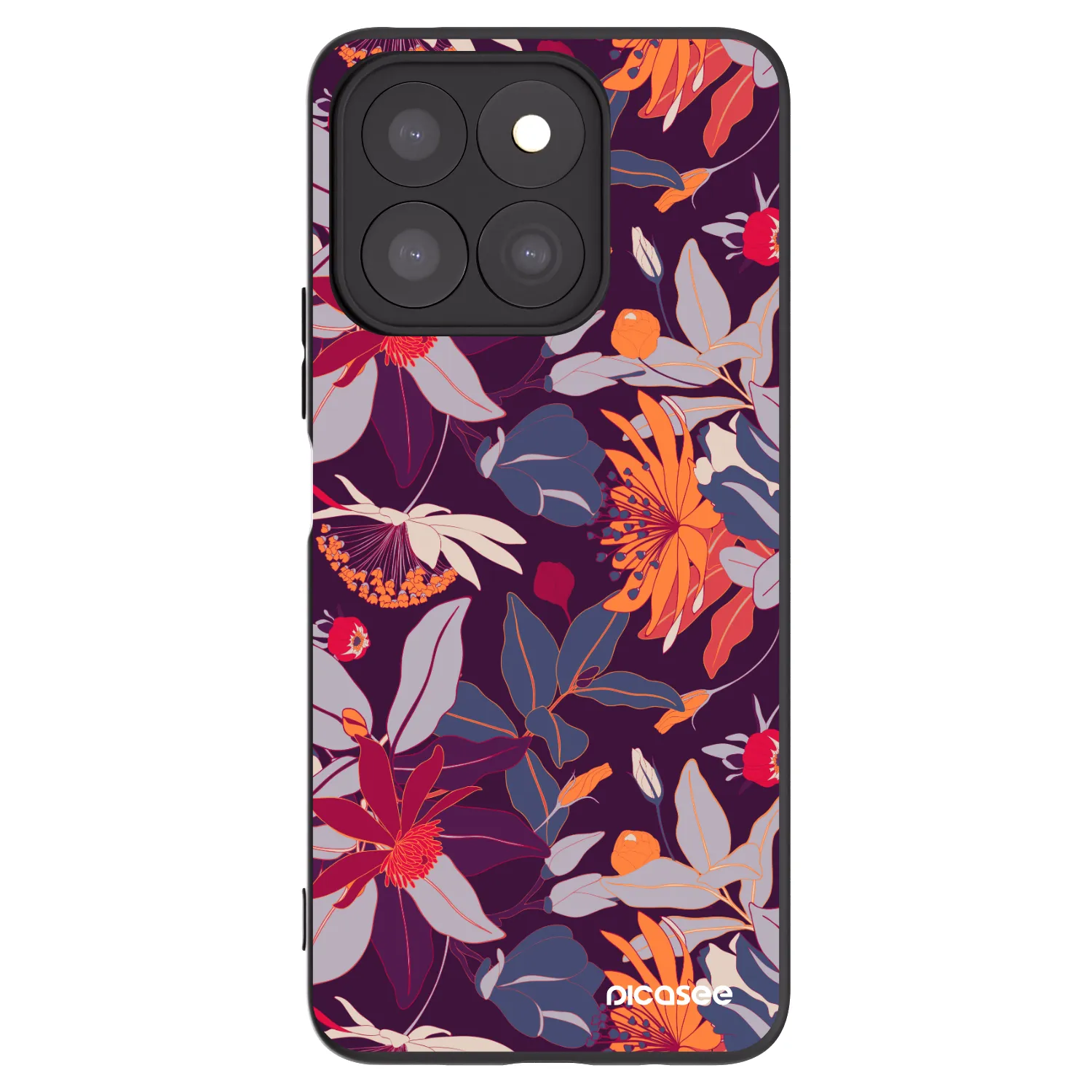 Picasee Honor X8c Hülle - Schwarzes Silikon - Purple Leaf