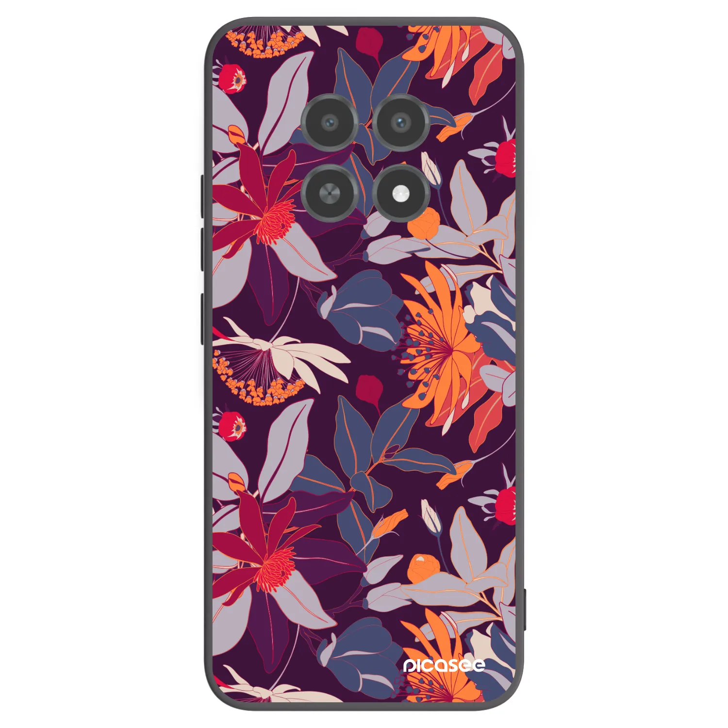 Picasee Realme 12X Hülle - Schwarzes Silikon - Purple Leaf