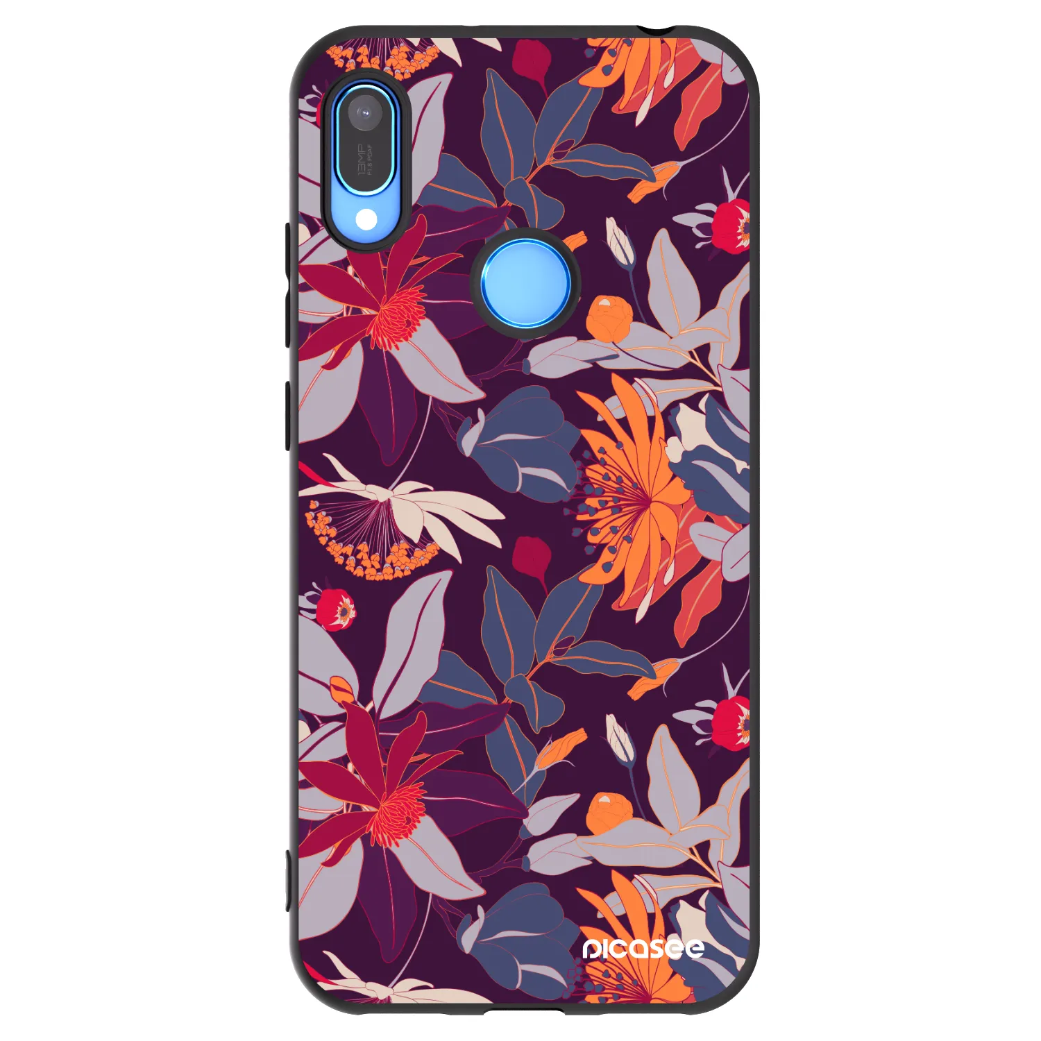 Picasee Huawei Y6 2019 Hülle - Schwarzes Silikon - Purple Leaf