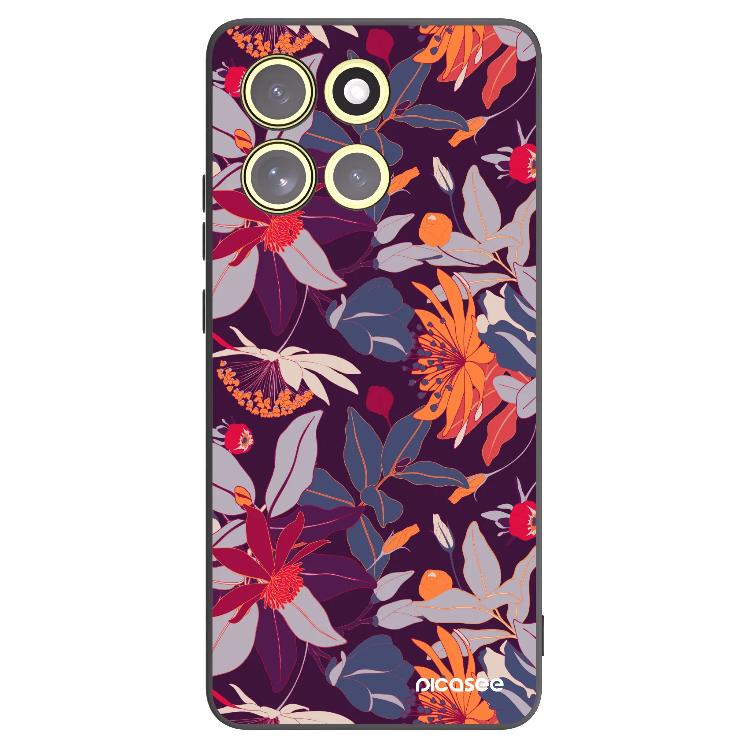 Picasee Motorola Moto G86 5G Hülle - Schwarzes Silikon - Purple Leaf