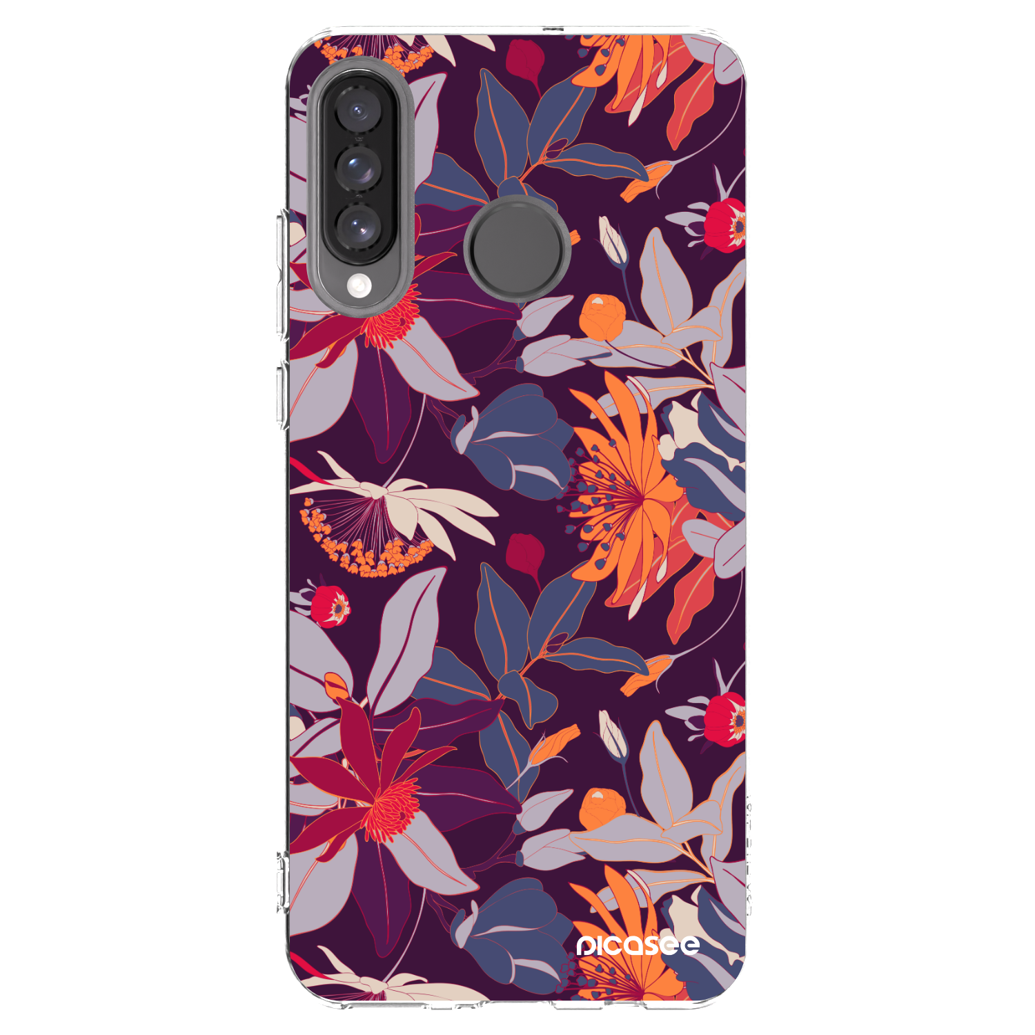 Picasee Huawei P30 Lite Hülle - Transparentes Silikon - Purple Leaf