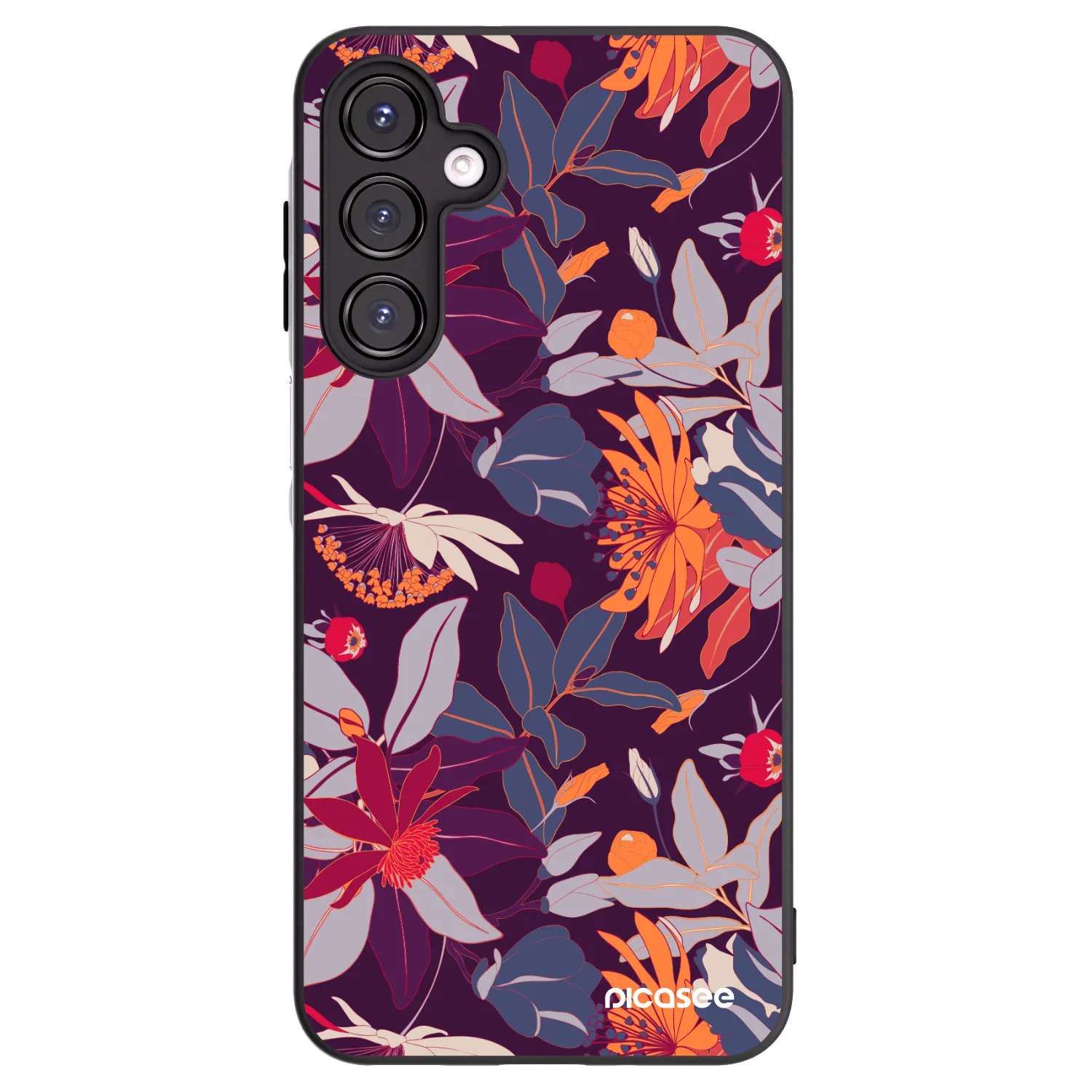 Picasee Samsung Galaxy A16 4G Hülle - Schwarzes Silikon - Purple Leaf