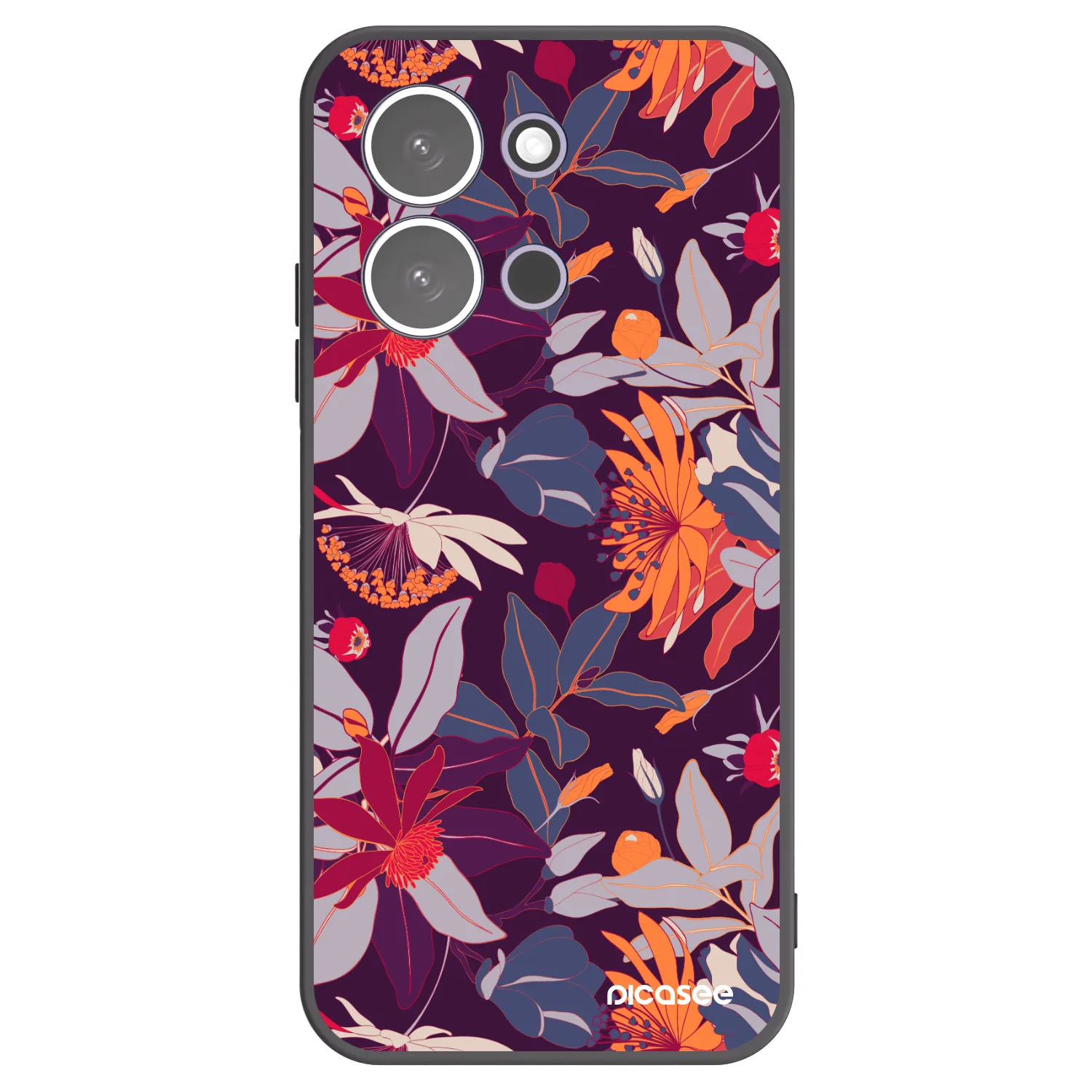Picasee Xiaomi Redmi 15C 5G Hülle - Schwarzes Silikon - Purple Leaf