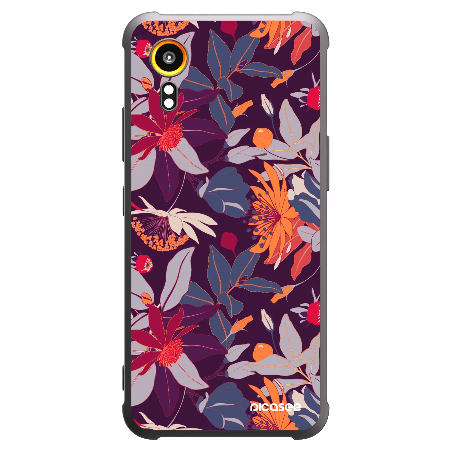 Picasee Samsung Galaxy Xcover 7 Hülle - Schwarzes Silikon - Purple Leaf