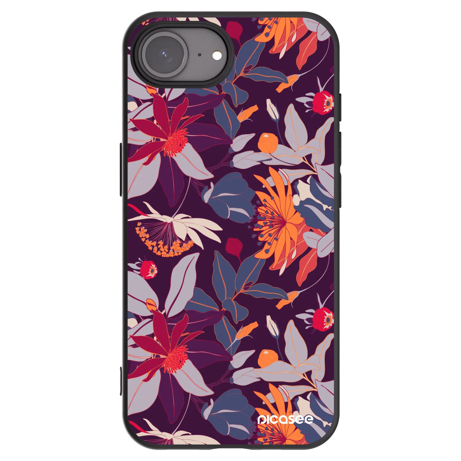 Picasee Apple iPhone 17e Hülle - Schwarzes Silikon - Purple Leaf