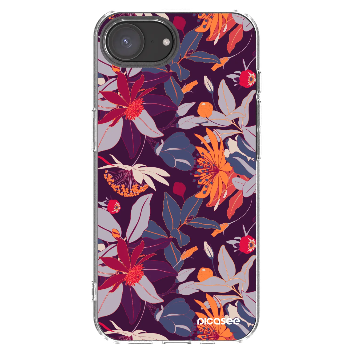 Picasee Apple iPhone 17e Hülle - Transparentes Silikon - Purple Leaf