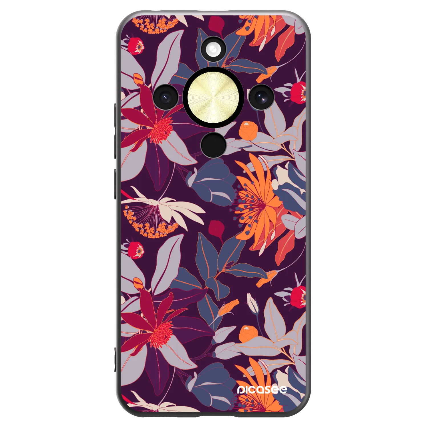 Picasee Honor Magic8 Lite 5G Hülle - Schwarzes Silikon - Purple Leaf