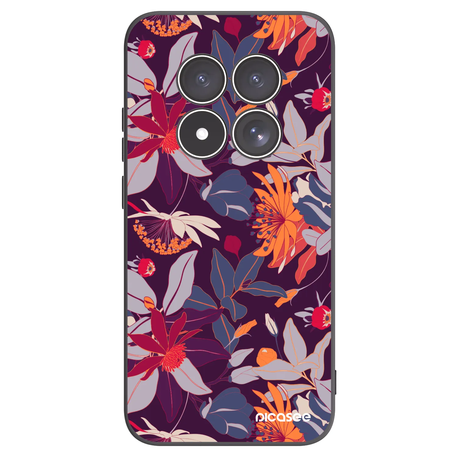 Picasee Xiaomi Redmi Note 15 Pro 5G Hülle - Schwarzes Silikon - Purple Leaf