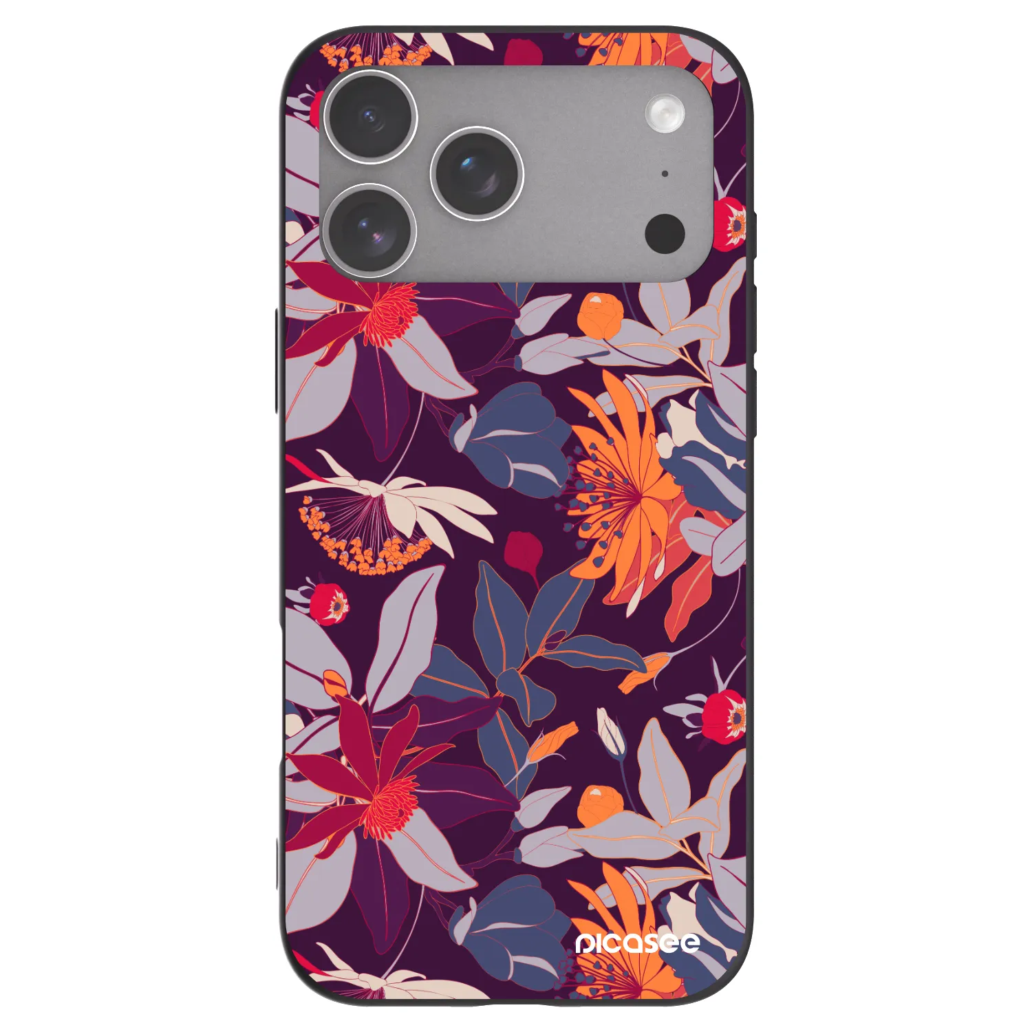 Picasee Apple iPhone 18 Pro Max Hülle - Schwarzes Silikon - Purple Leaf