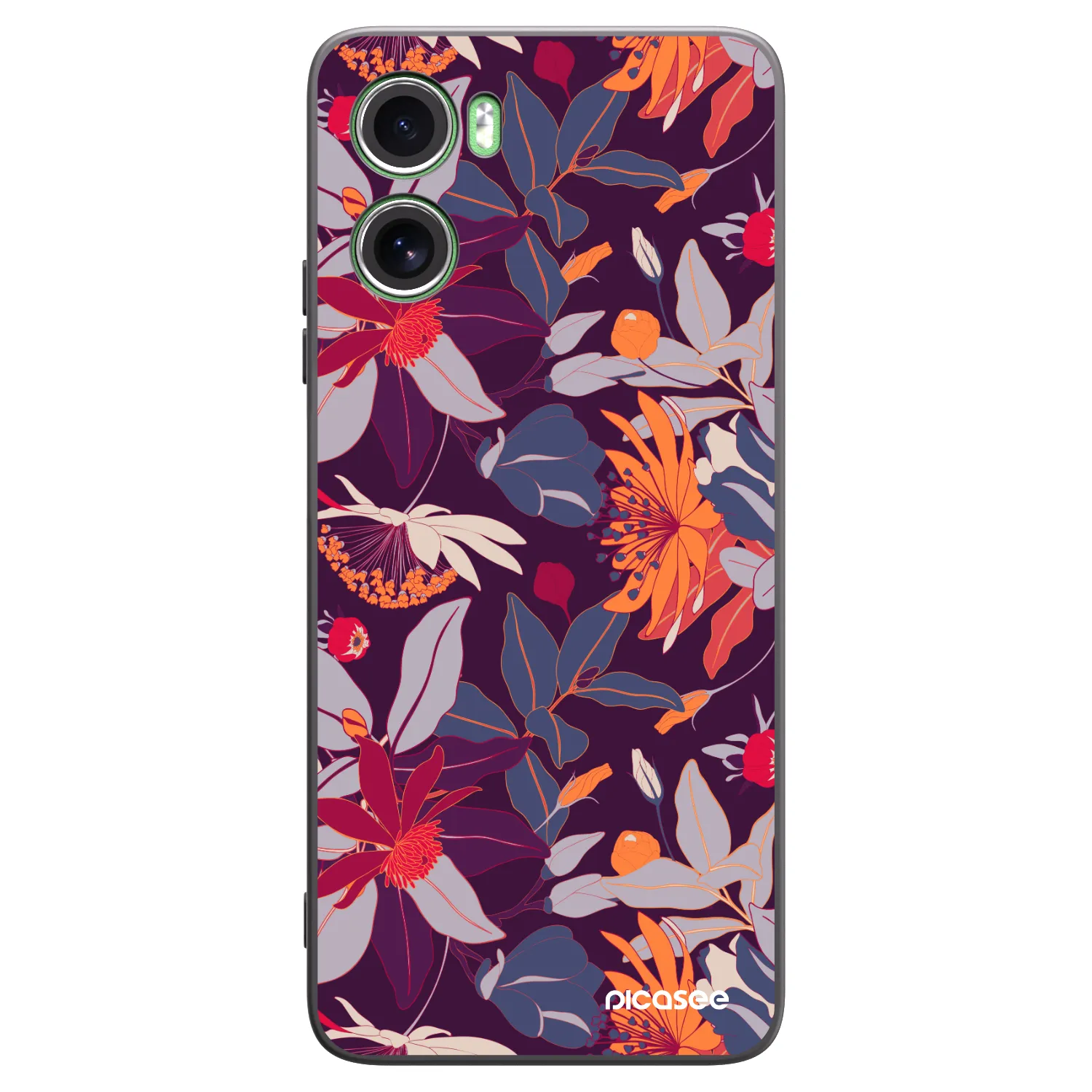 Picasee Motorola Moto G06 Hülle - Schwarzes Silikon - Purple Leaf