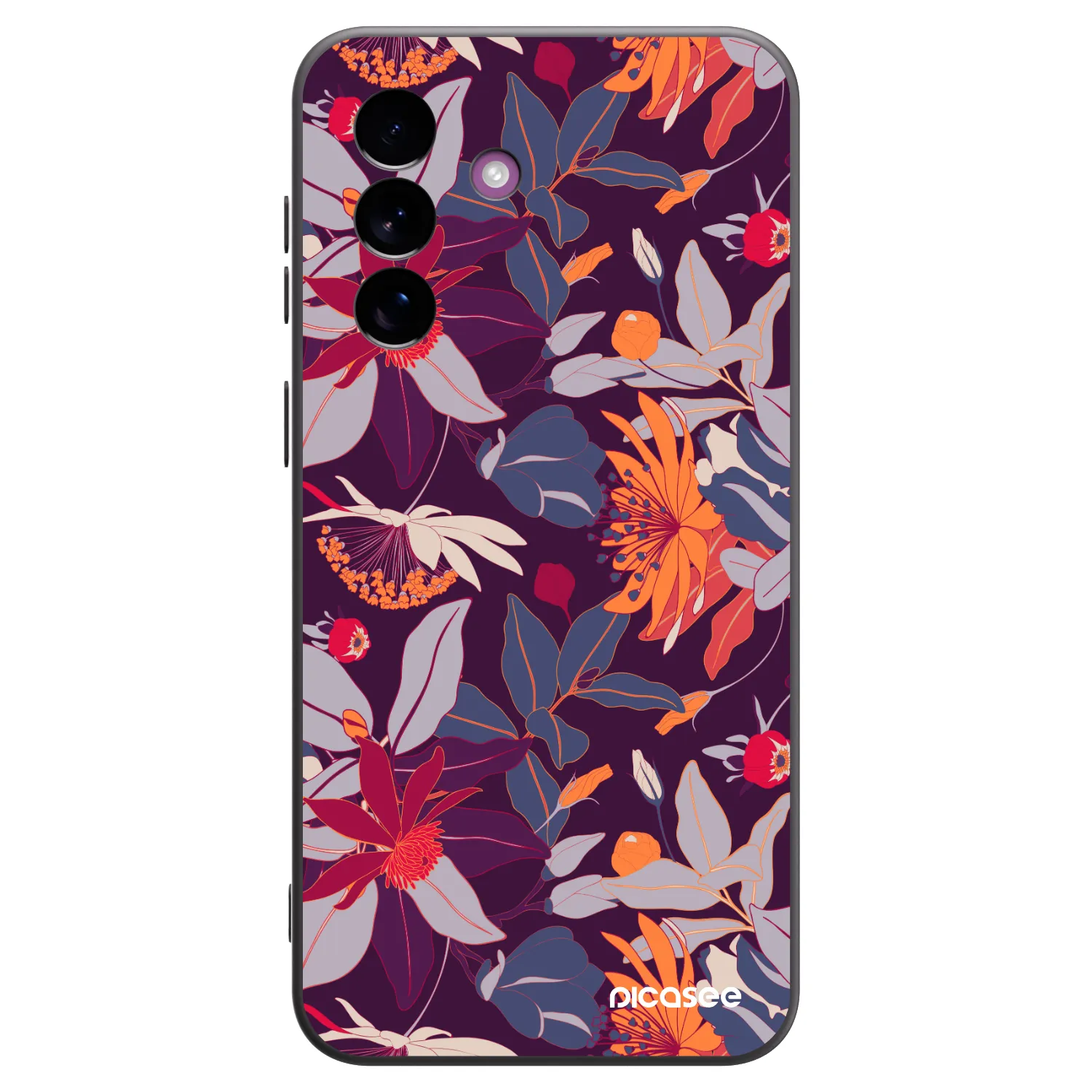 Picasee Samsung Galaxy A37 Hülle - Schwarzes Silikon - Purple Leaf