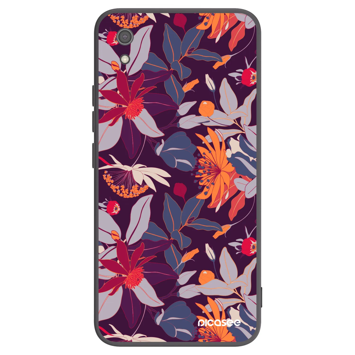 Picasee Xiaomi Redmi 7A Hülle - Schwarzes Silikon - Purple Leaf