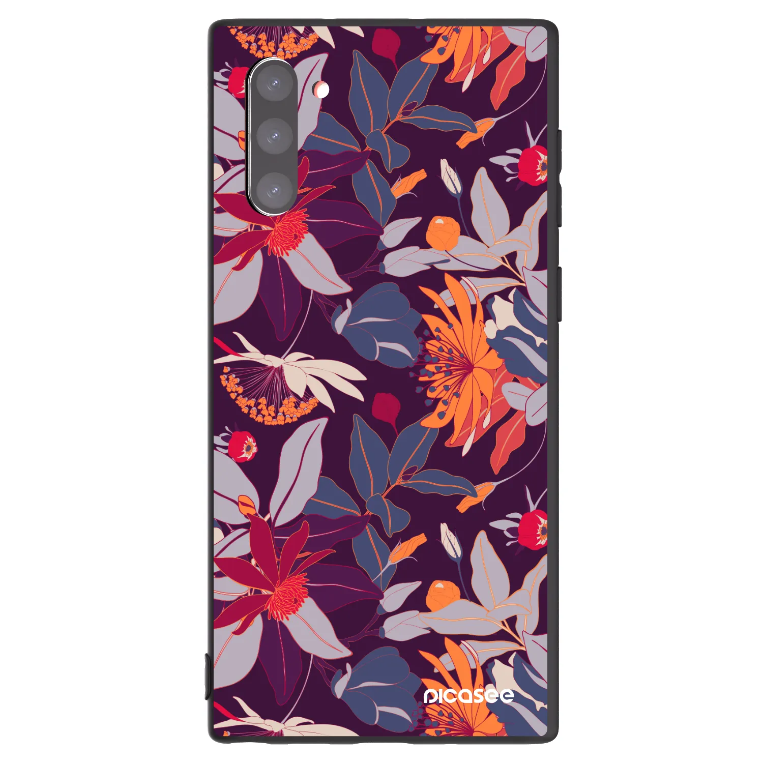 Picasee Samsung Galaxy Note 10 N970F Hülle - Schwarzes Silikon - Purple Leaf