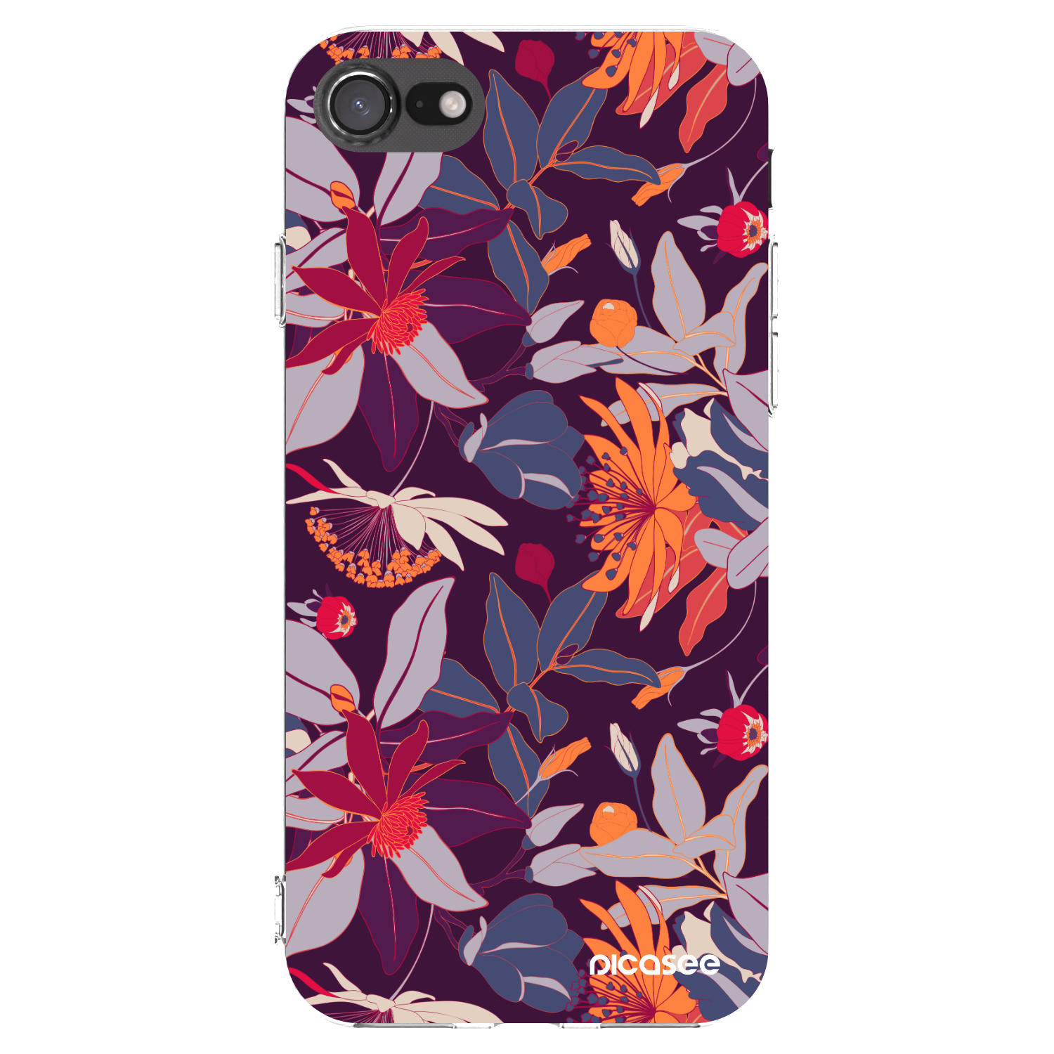 Picasee Apple iPhone 8 Hülle - Transparentes Silikon - Purple Leaf