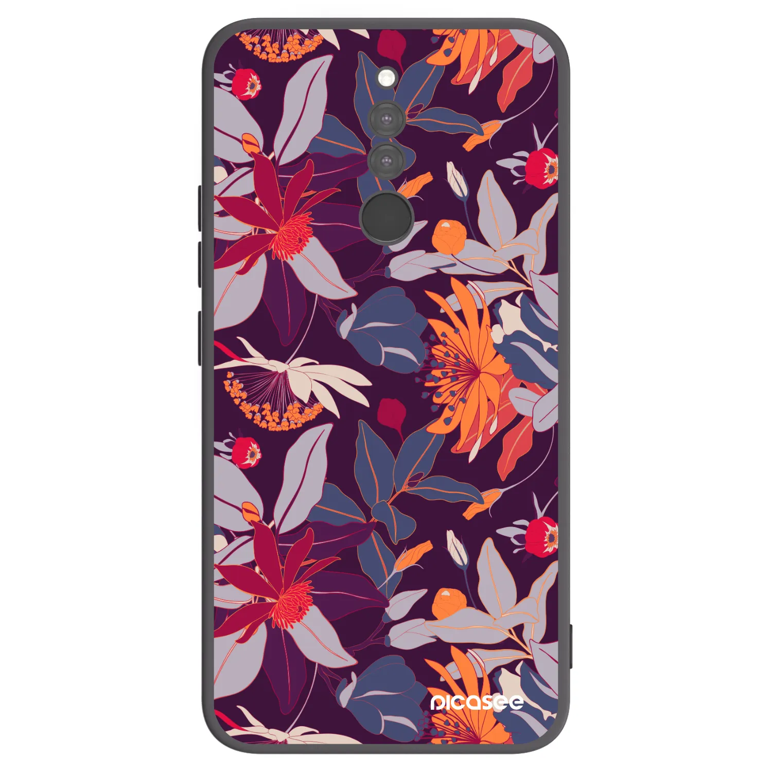 Picasee Xiaomi Redmi 8 Hülle - Schwarzes Silikon - Purple Leaf