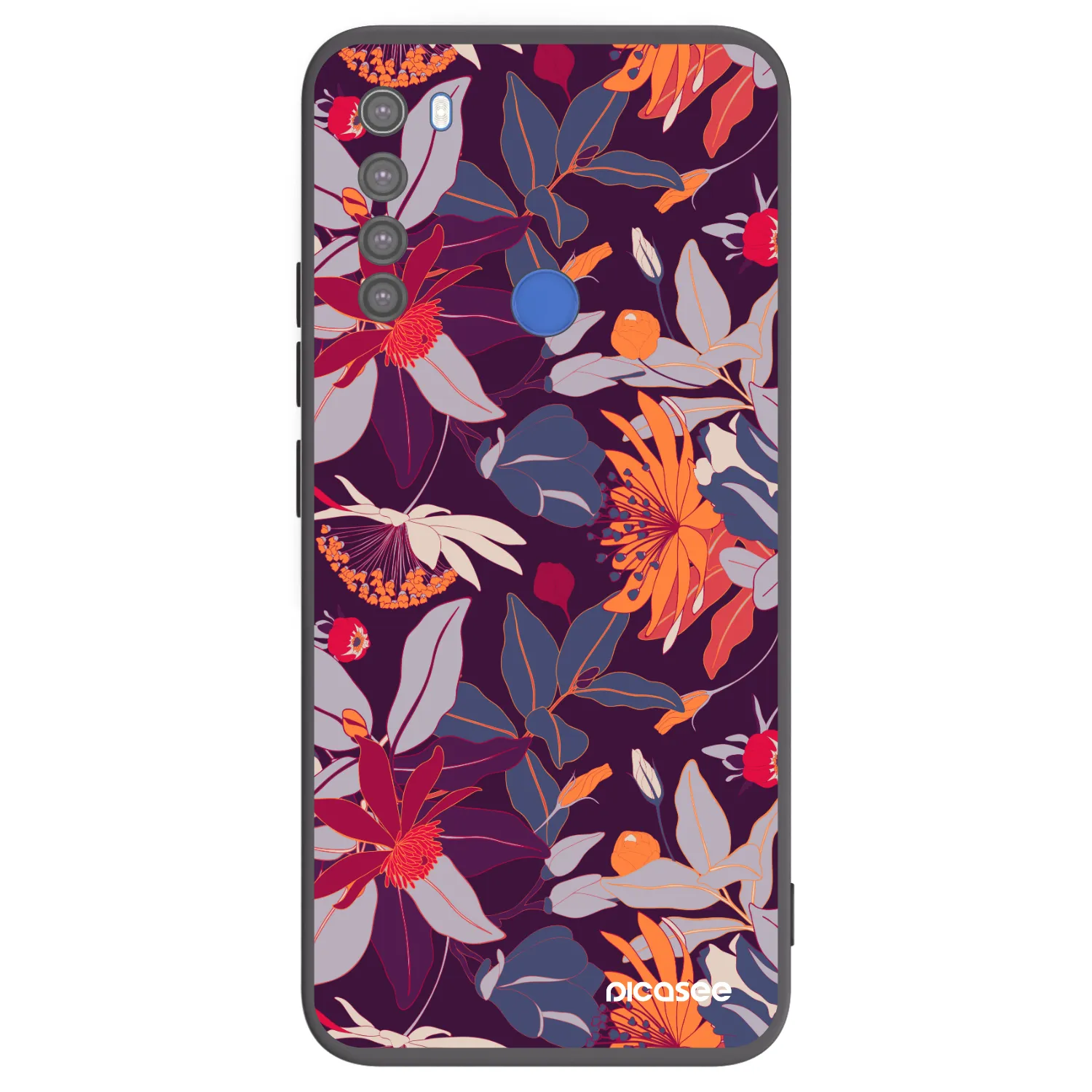 Picasee Xiaomi Redmi Note 8T Hülle - Schwarzes Silikon - Purple Leaf