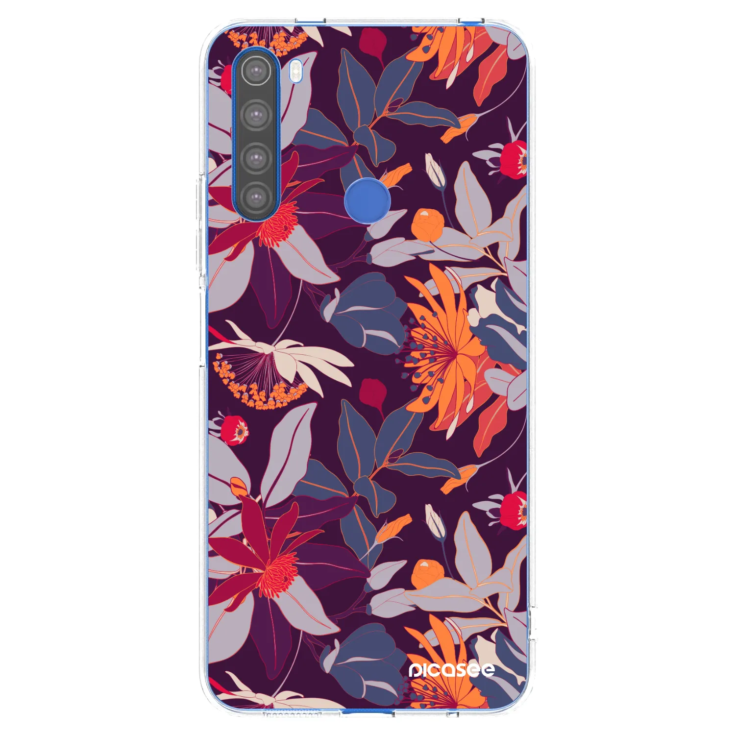 Picasee Xiaomi Redmi Note 8T Hülle - Transparentes Silikon - Purple Leaf