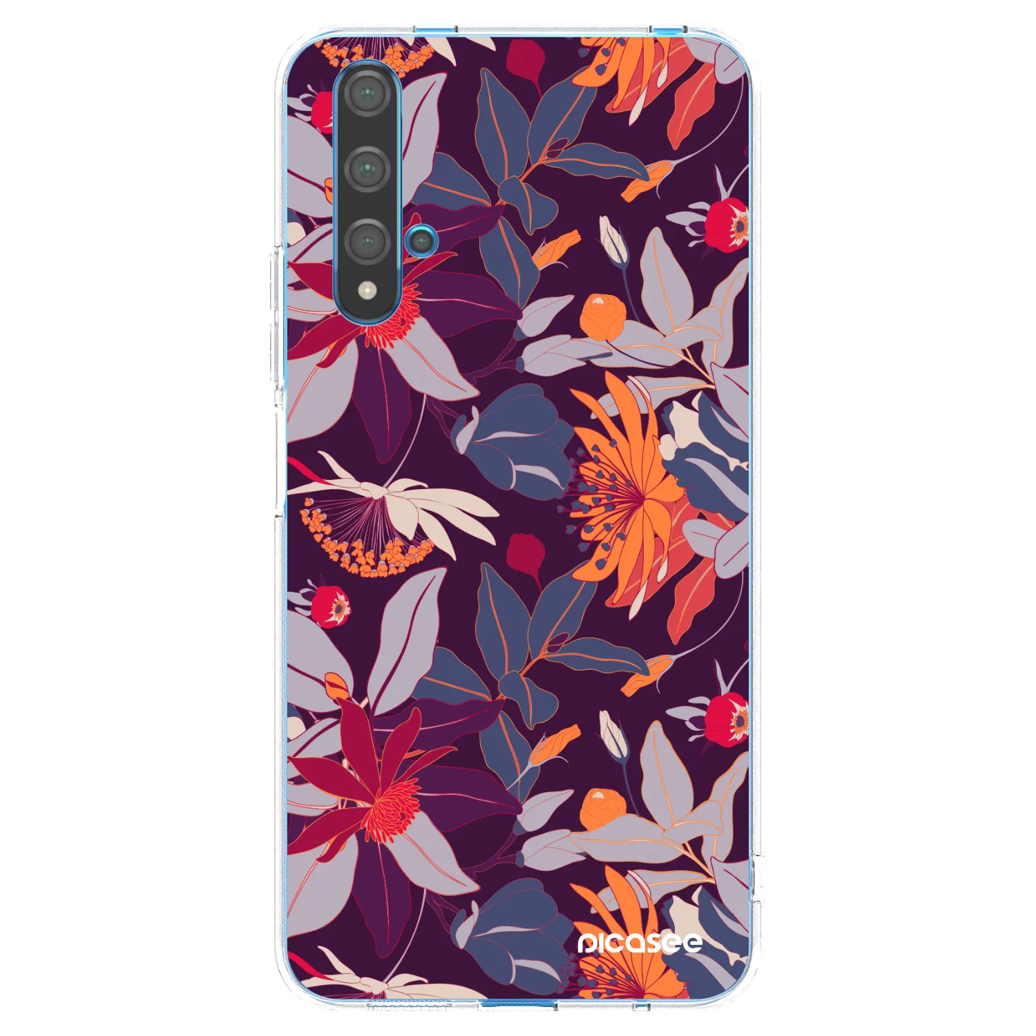 Picasee Huawei Nova 5T Hülle - Transparentes Silikon - Purple Leaf