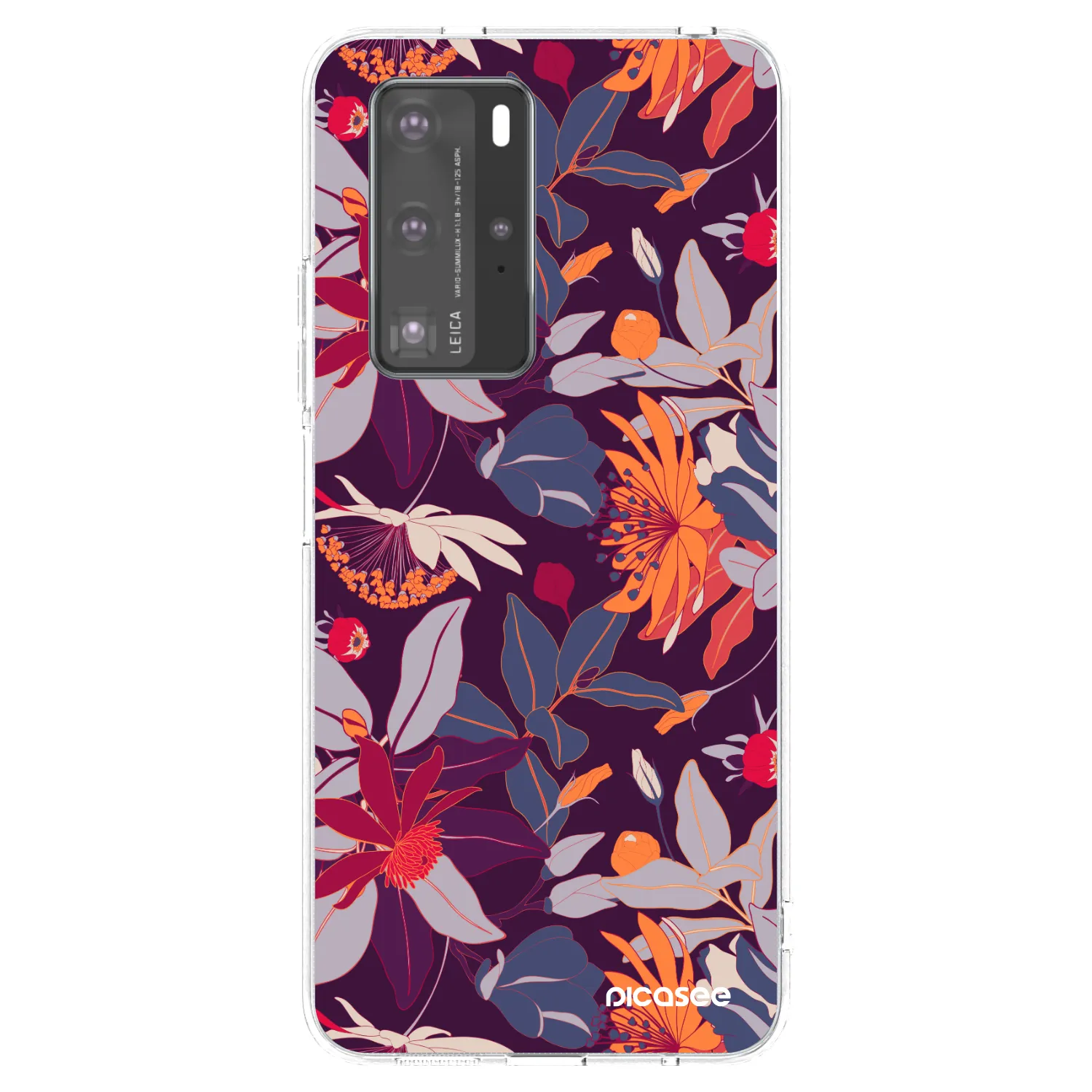Picasee Huawei P40 Pro Hülle - Transparentes Silikon - Purple Leaf