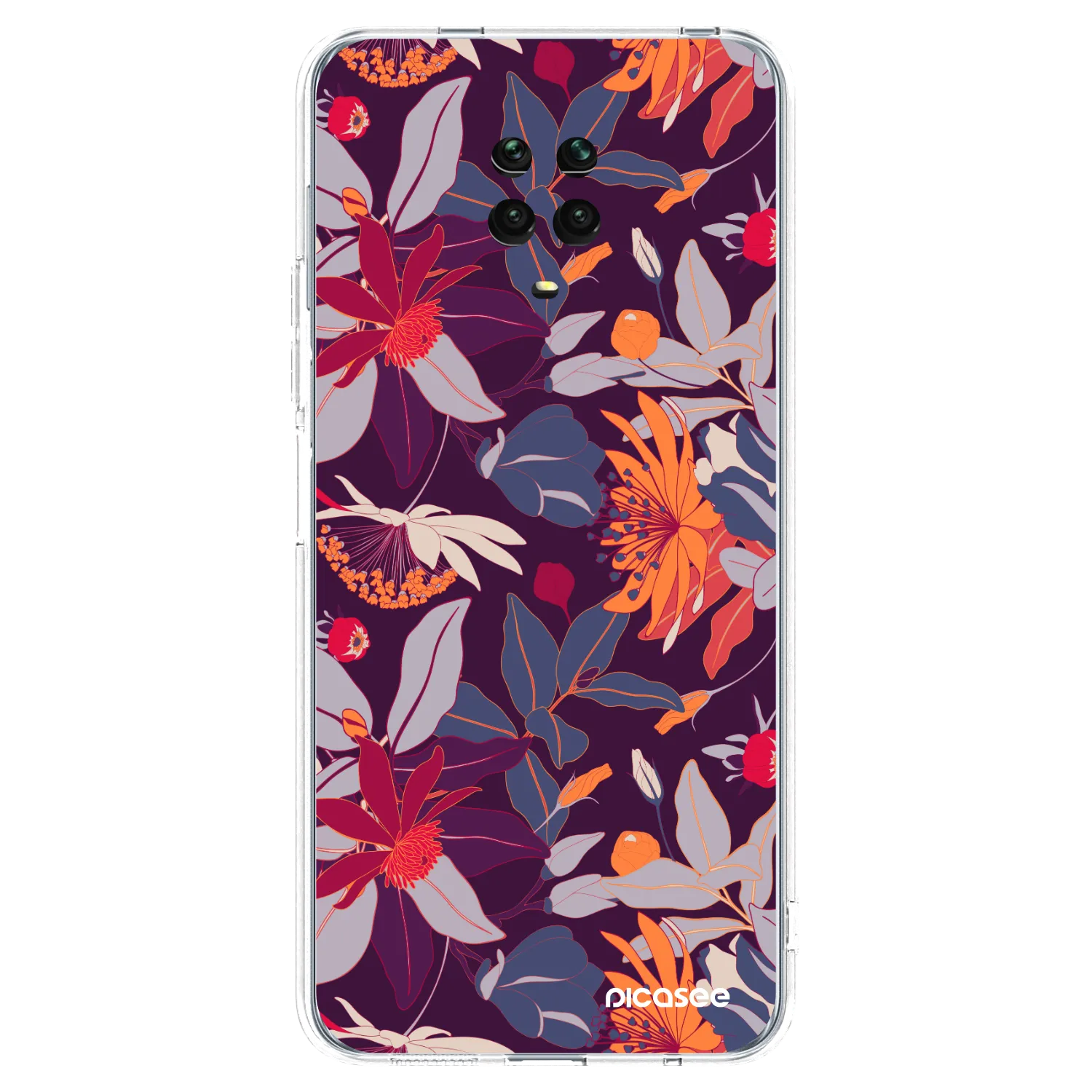 Picasee Xiaomi Redmi Note 9 Pro Hülle - Transparentes Silikon - Purple Leaf