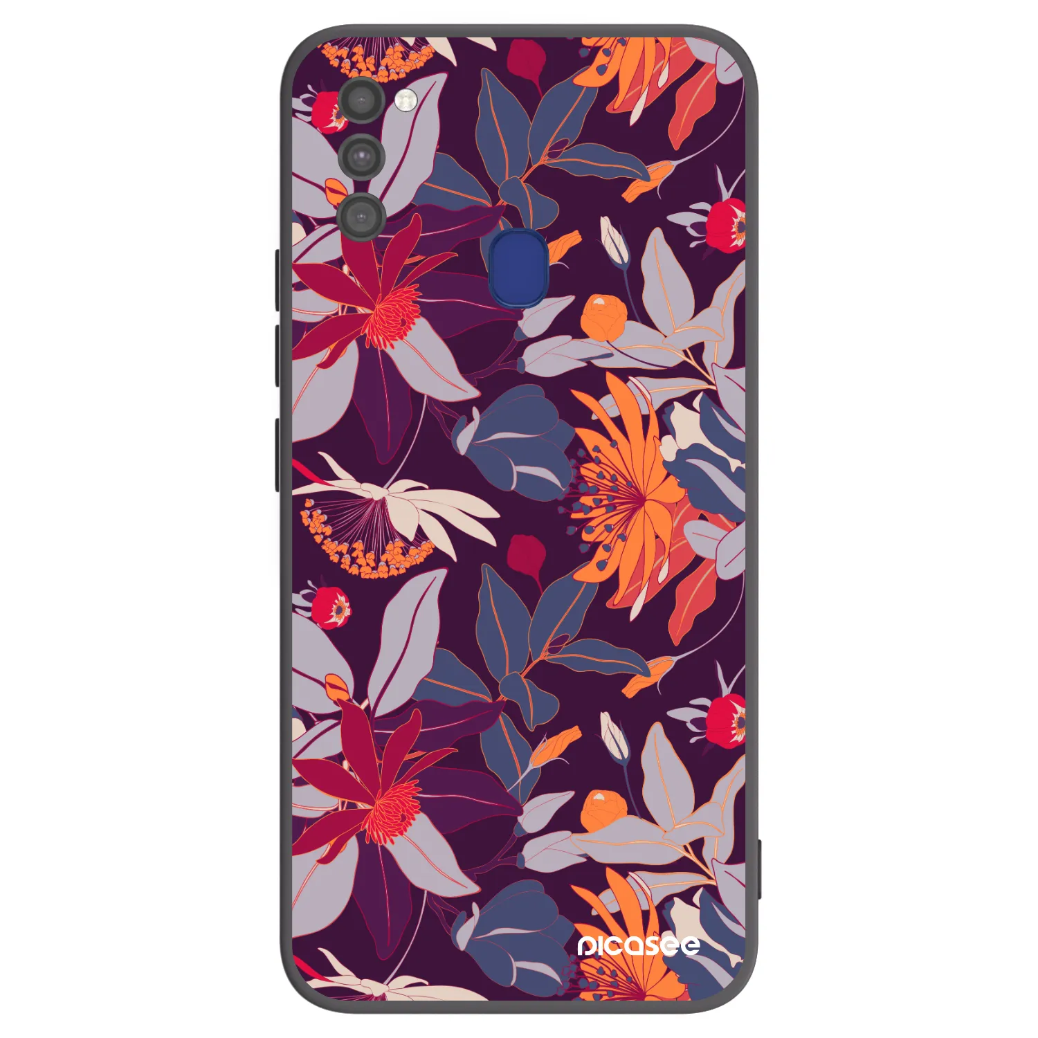 Picasee Samsung Galaxy M21 M215F Hülle - Schwarzes Silikon - Purple Leaf