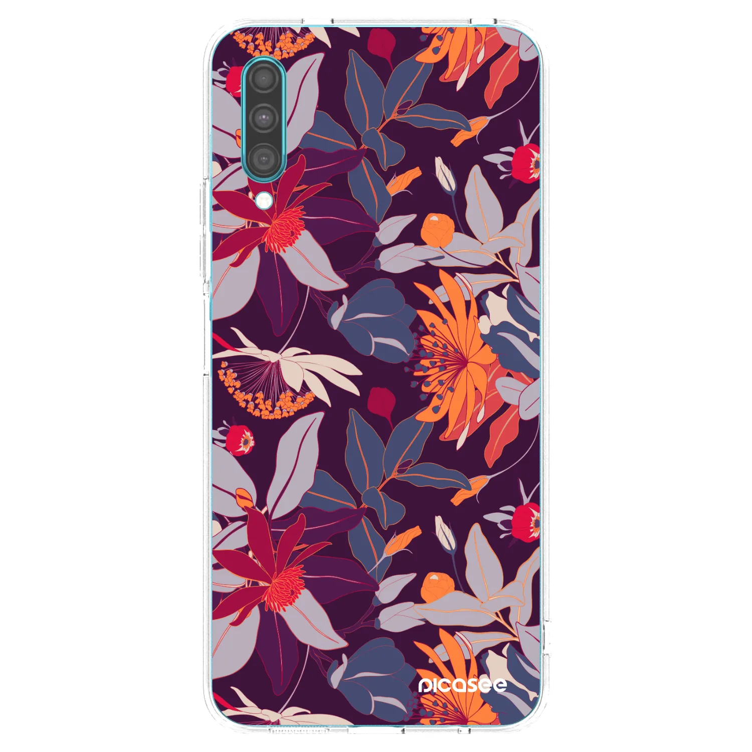 Picasee Samsung Galaxy A30s A307F Hülle - Transparentes Silikon - Purple Leaf
