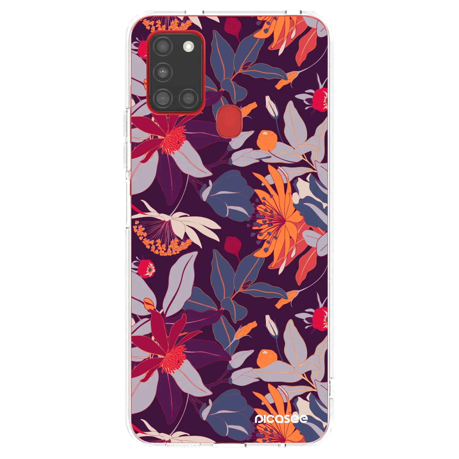 Picasee Samsung Galaxy A21s Hülle - Transparentes Silikon - Purple Leaf