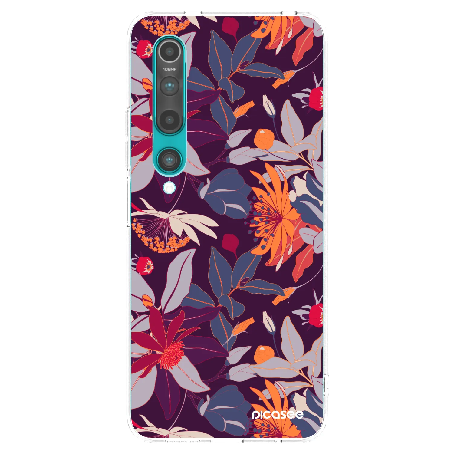 Picasee Xiaomi Mi 10 Hülle - Transparentes Silikon - Purple Leaf