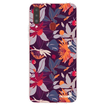 Picasee Samsung Galaxy A20s Hülle - Transparentes Silikon - Purple Leaf