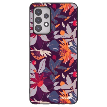 Picasee Samsung Galaxy A52 5G A525F Hülle - Schwarzes Silikon - Purple Leaf
