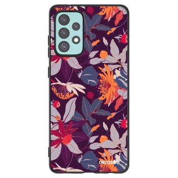 Picasee Samsung Galaxy A72 A725F Hülle - Schwarzes Silikon - Purple Leaf