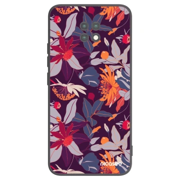 Picasee Xiaomi Redmi Note 9T Hülle - Schwarzes Silikon - Purple Leaf