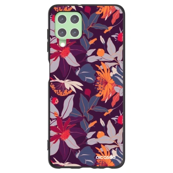 Picasee Samsung Galaxy A22 A225F 4G Hülle - Schwarzes Silikon - Purple Leaf