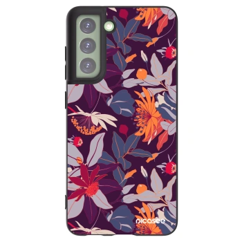 Picasee Samsung Galaxy S21 FE 5G Hülle - Schwarzes Silikon - Purple Leaf